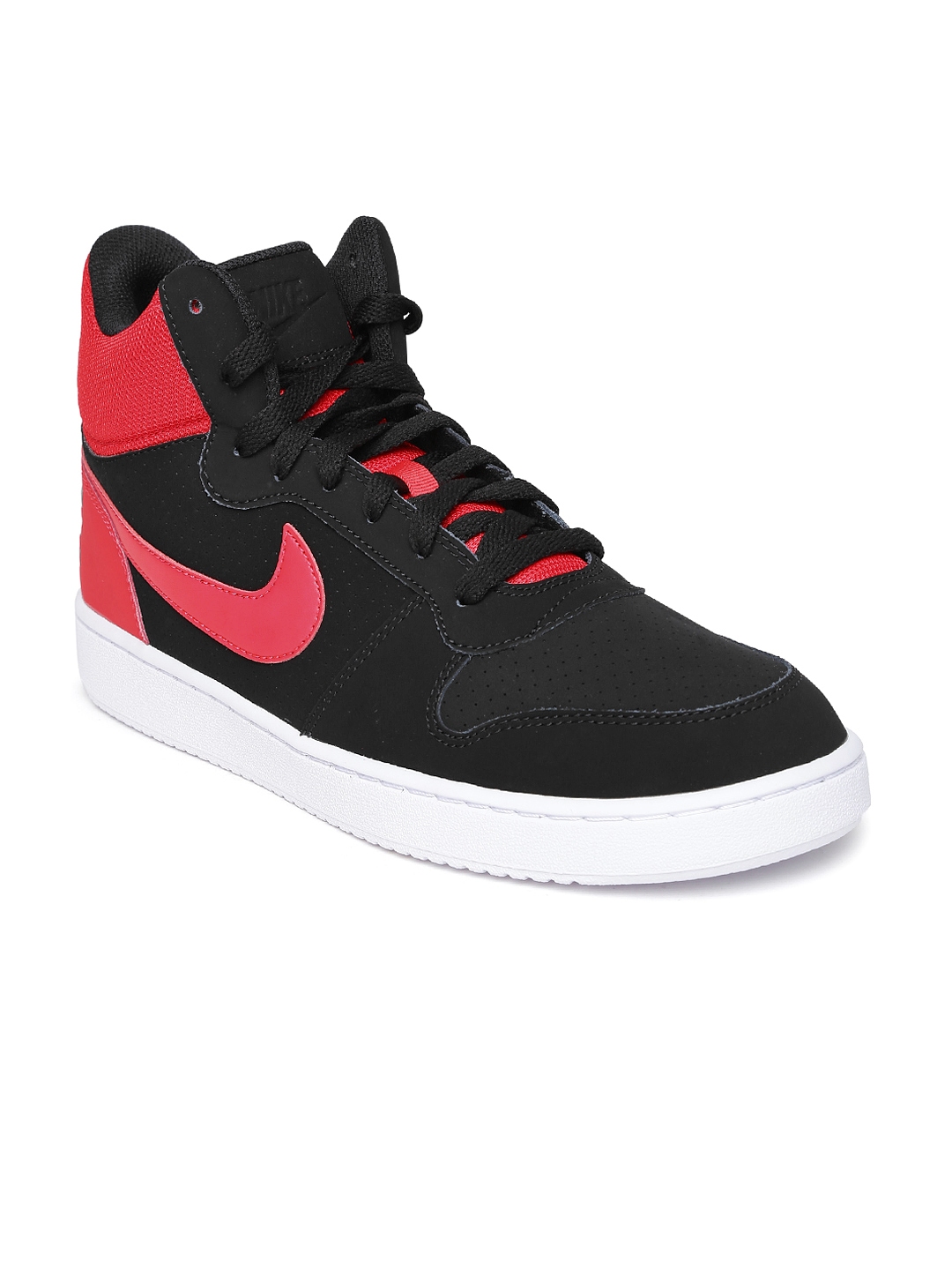 Buy Nike Men Black & Red Court Borough Suede Mid Top Sneakers - Casual ...