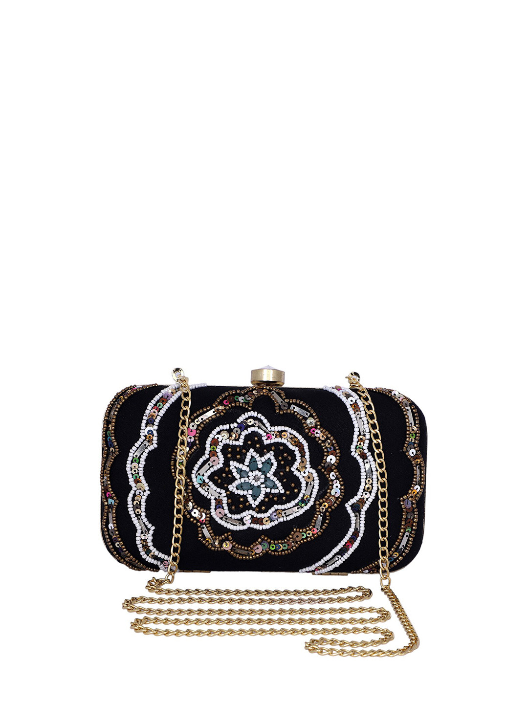 REZZY Black & White Embellished Box Clutches
