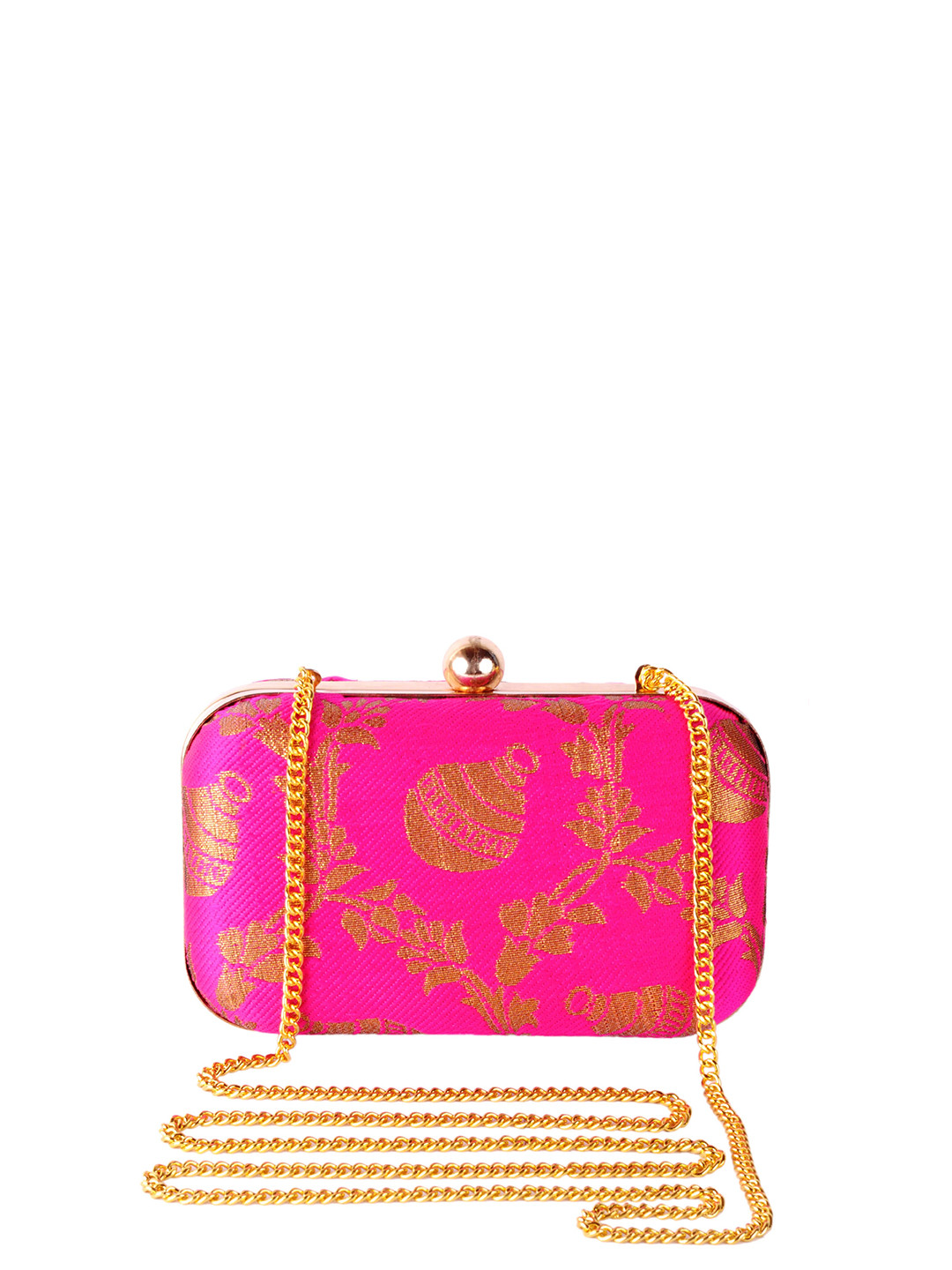 REZZY Pink & Gold-Toned Textured Box Clutches