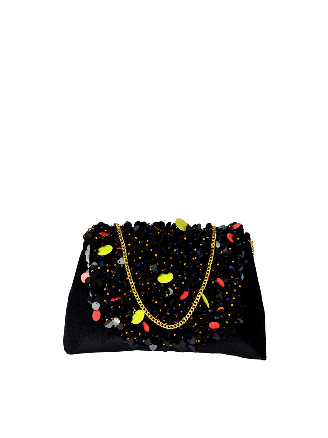 REZZY Black & Red Embellished Foldover Clutches