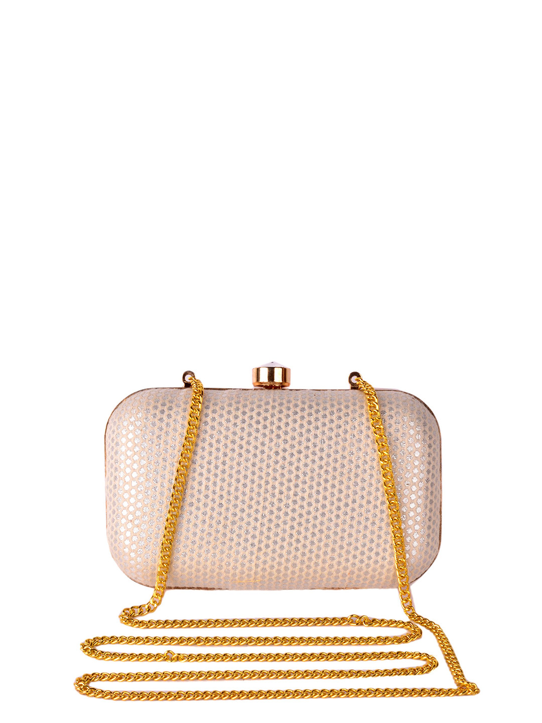 REZZY Cream-Coloured Textured Box Clutches