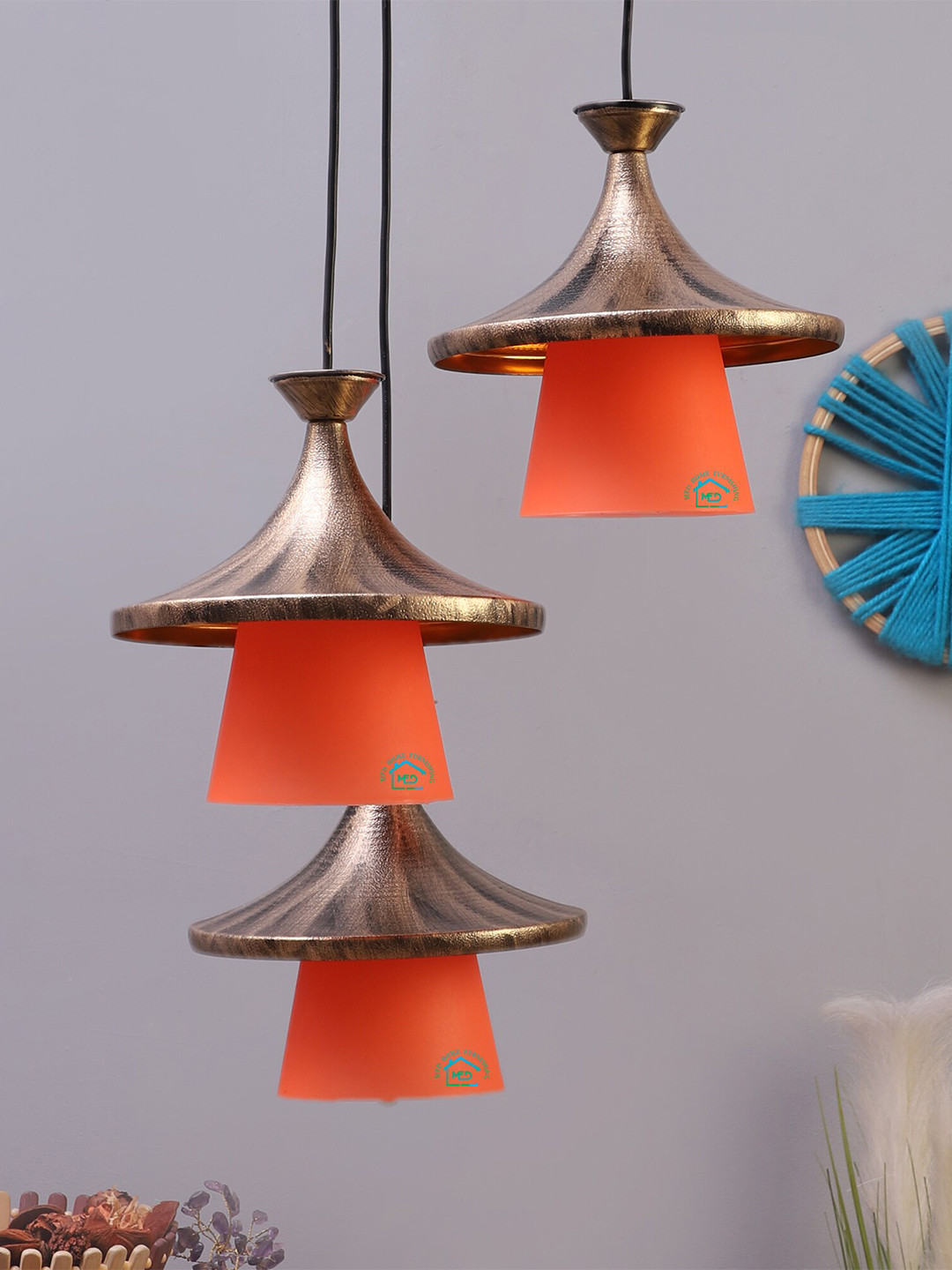 MFD HOME FURNISHING Gold-Toned & Orange Solid Quirky Cluster Lights
