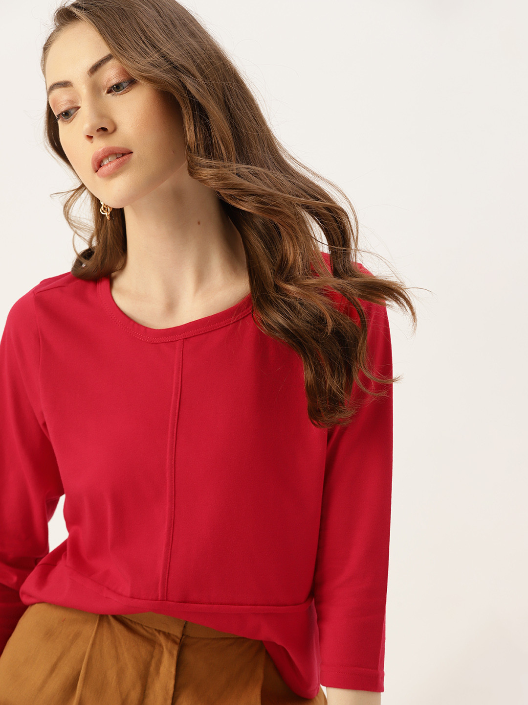 DressBerry Women Red Solid T-shirt