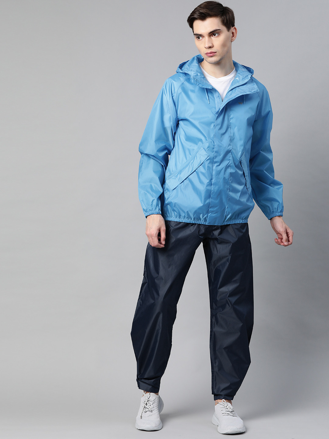 Wildcraft Men Blue Solid Hooded Eco Range Rain Suit