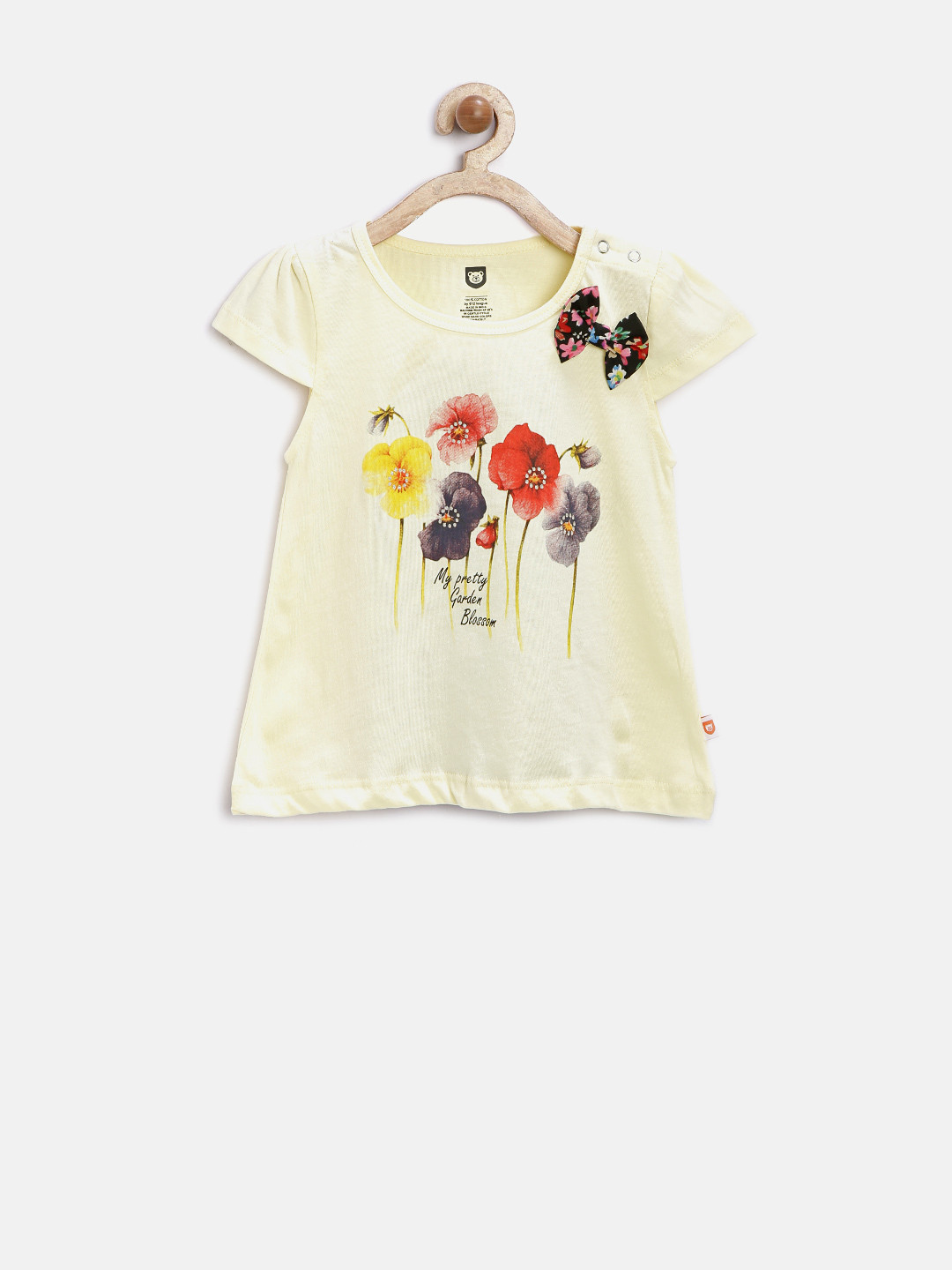 Baby League Girls Light Yellow Flower Print Top