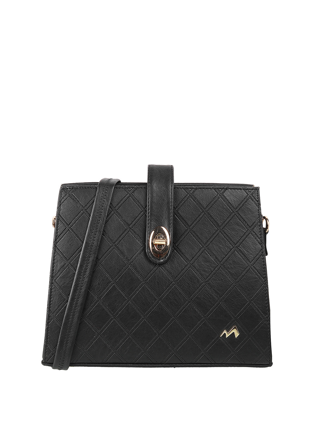 Metro Black Textured Sling Bag