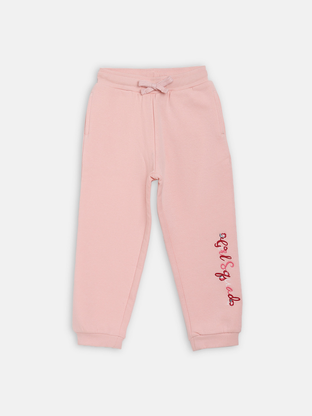 Blue Giraffe Girls Pink & Red Solid 100% Cotton Joggers