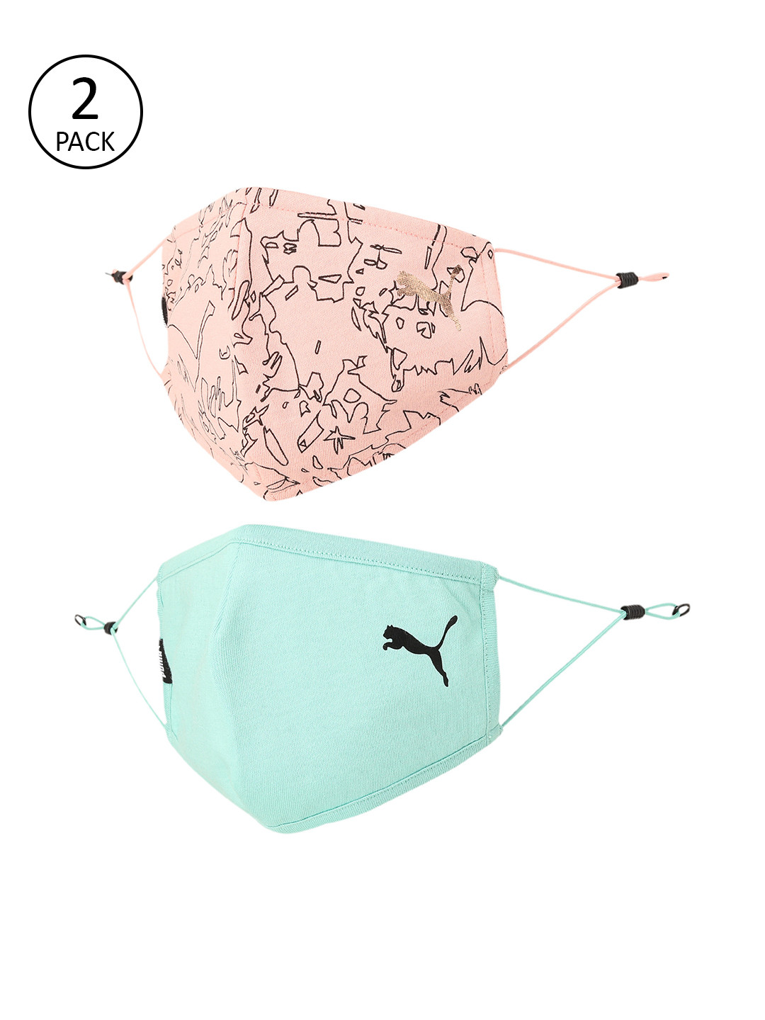 Puma Unisex Pack Of 2 Printed 5-Ply Cotton Protective Outdoor Face Masks