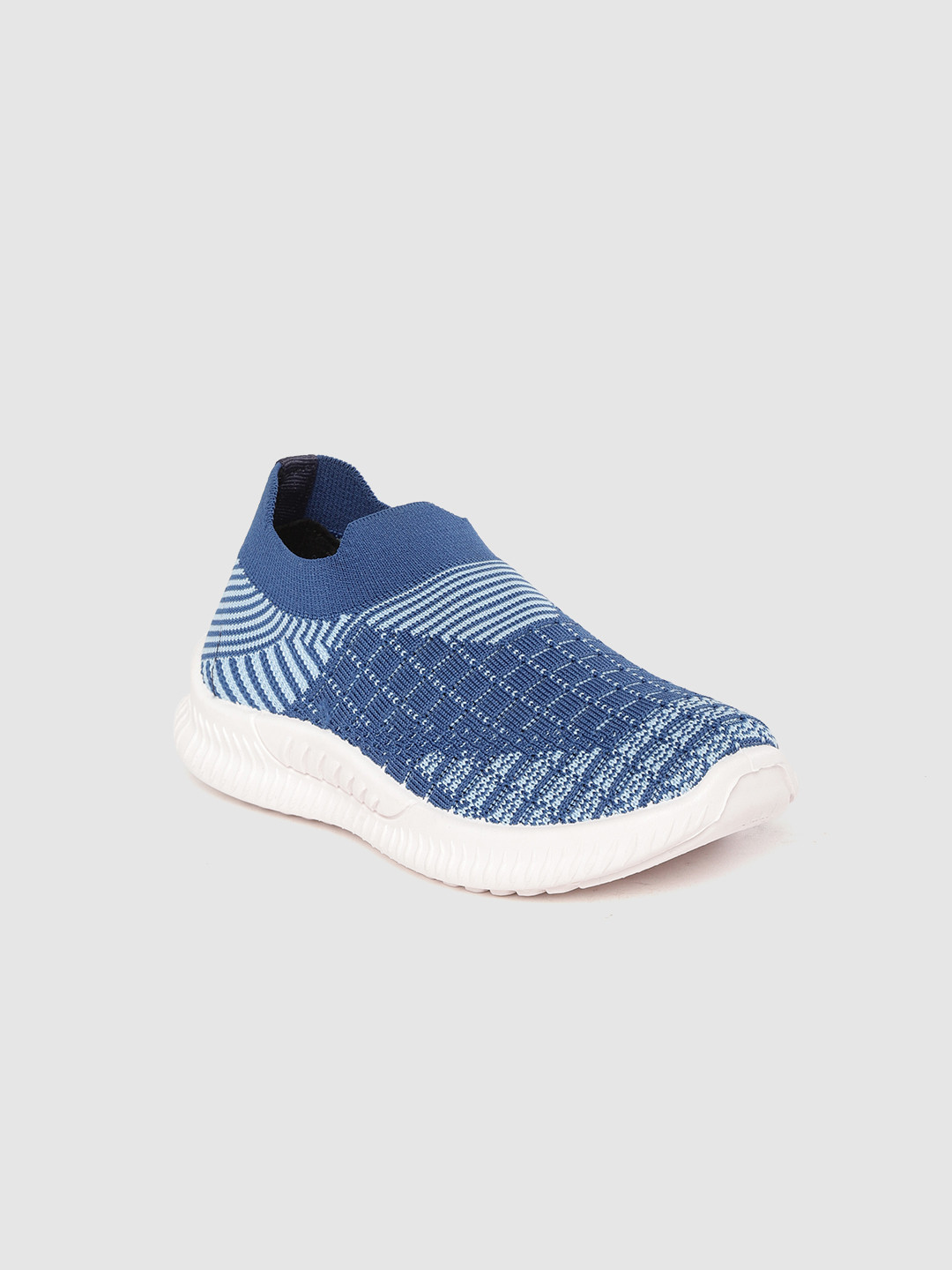 YK Boys Blue Woven Design Slip-On Sneakers