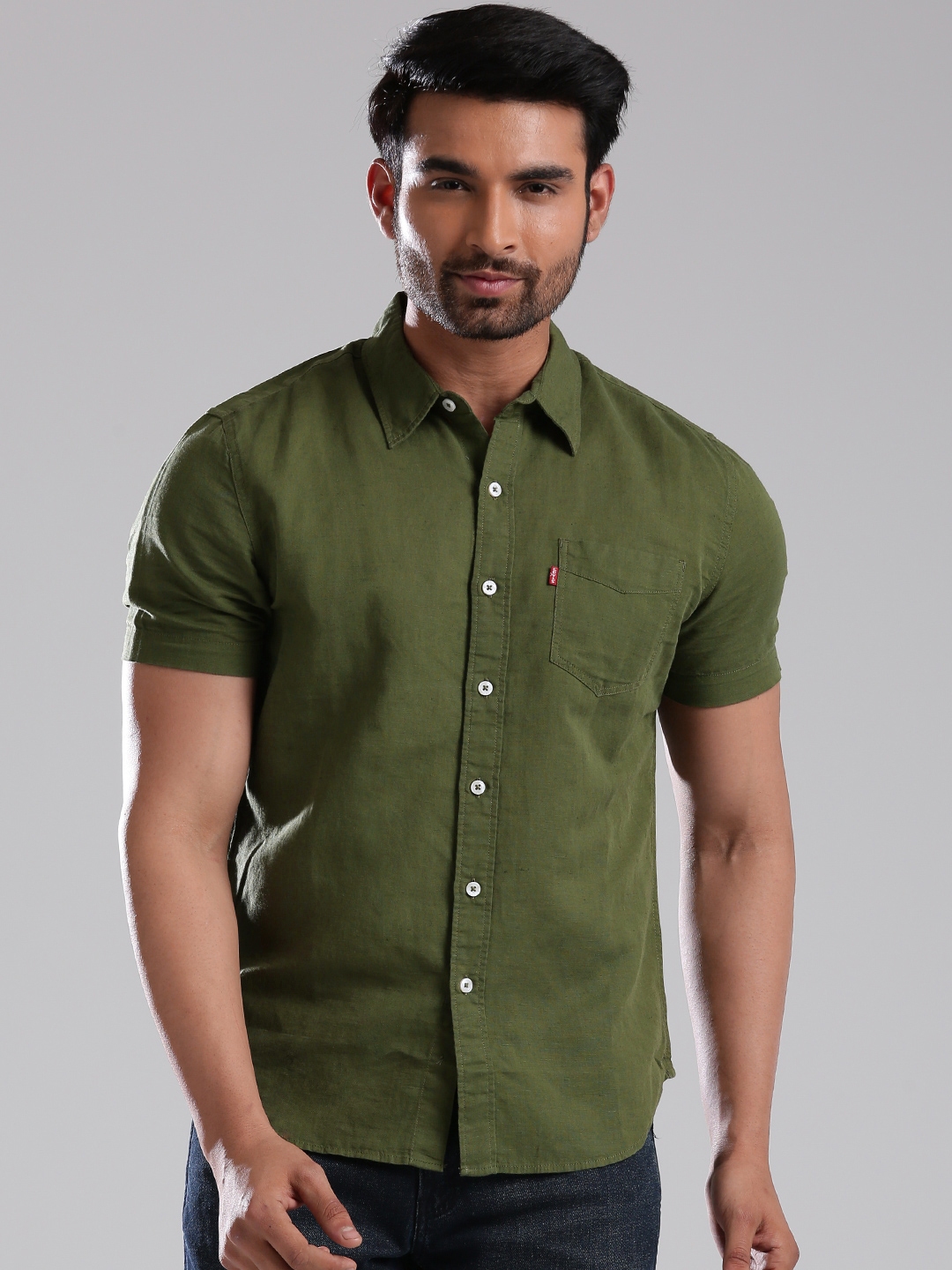 Buy Levi's Olive Green Slim Fit Casual Shirt - Shirts for Men 1424116 |  Myntra