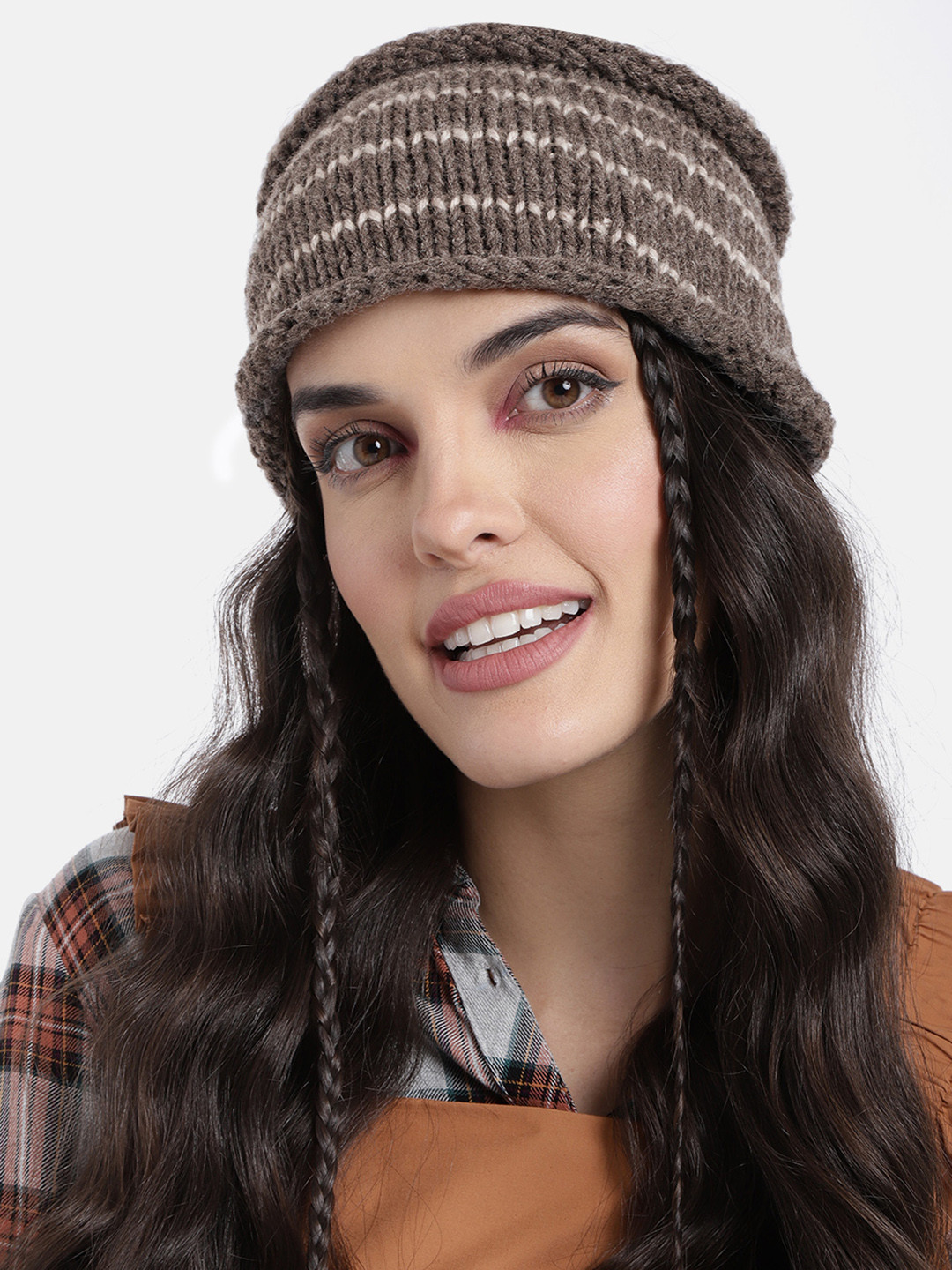 Magic Needles Unisex Brown & Cream Striped Headband