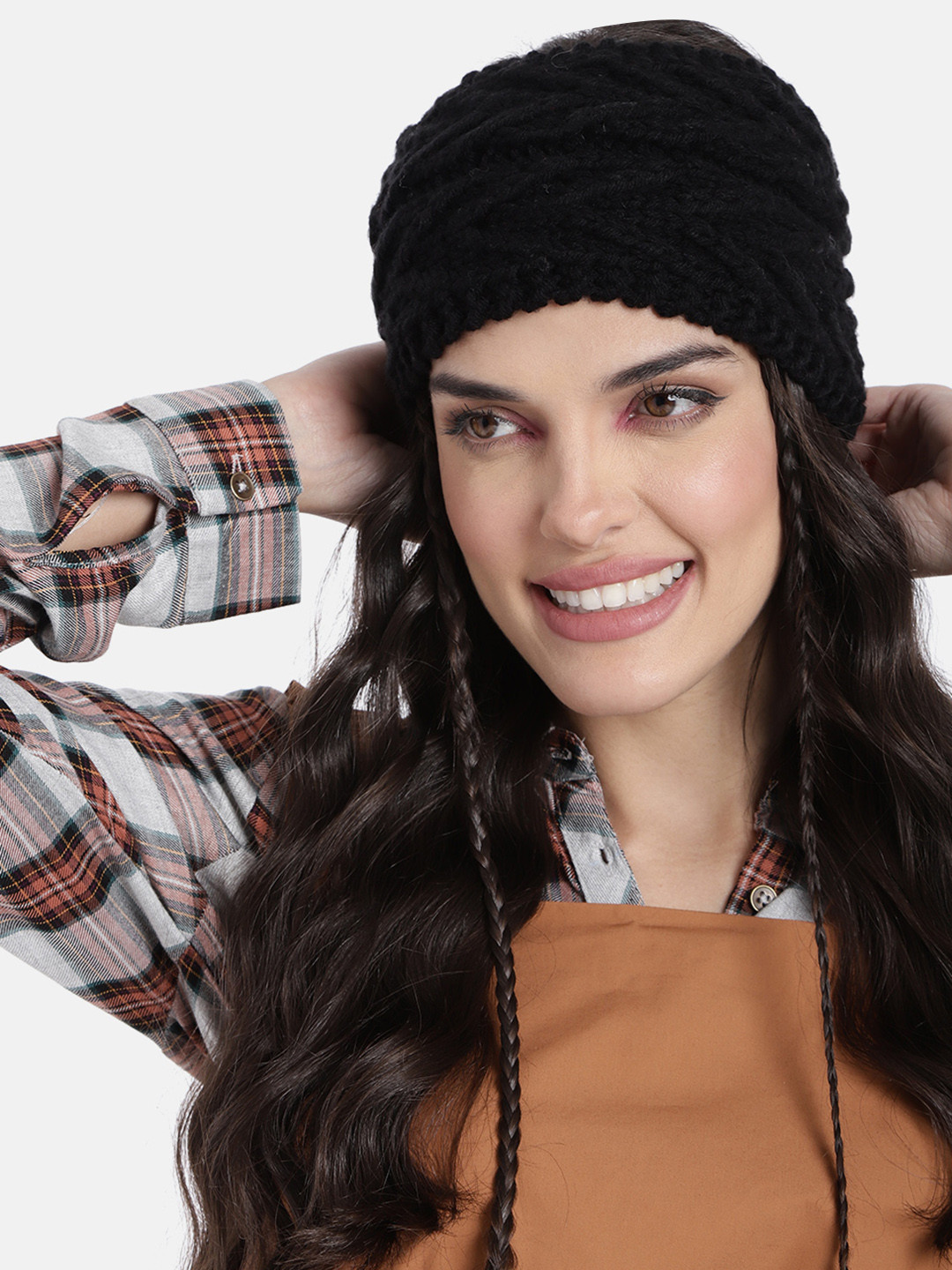 Magic Needles Unisex Black Handmade Criss Cross Woven Headband