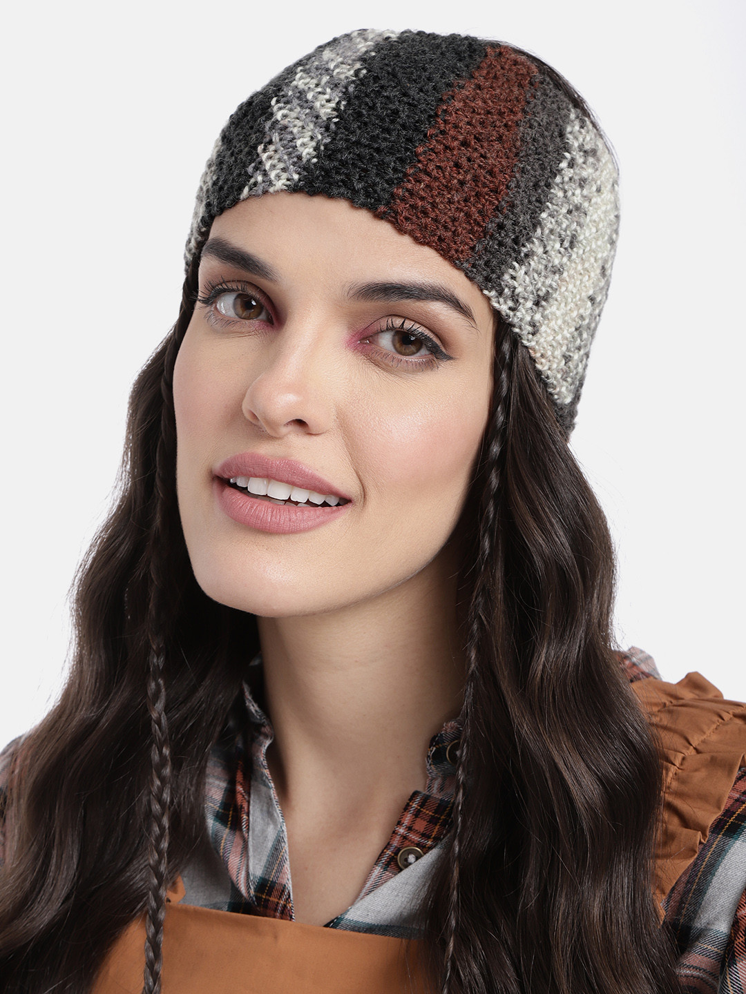 Magic Needles Unisex Black & Brown Handmade Woolen Headband