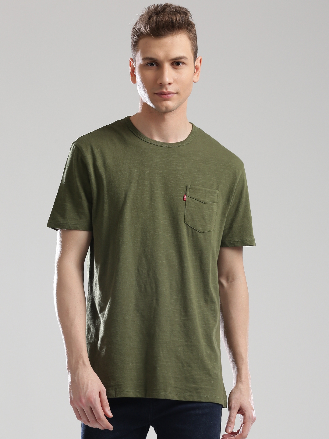 Buy Levis Olive Green Pure Cotton T Shirt - Tshirts for Men 1424143 | Myntra