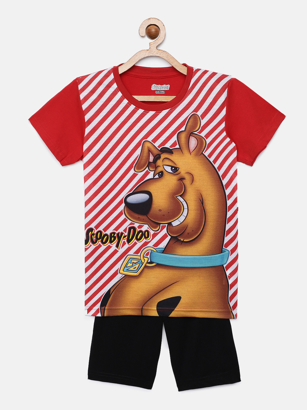 Eteenz Boys Red & Black Printed T-shirt with Shorts