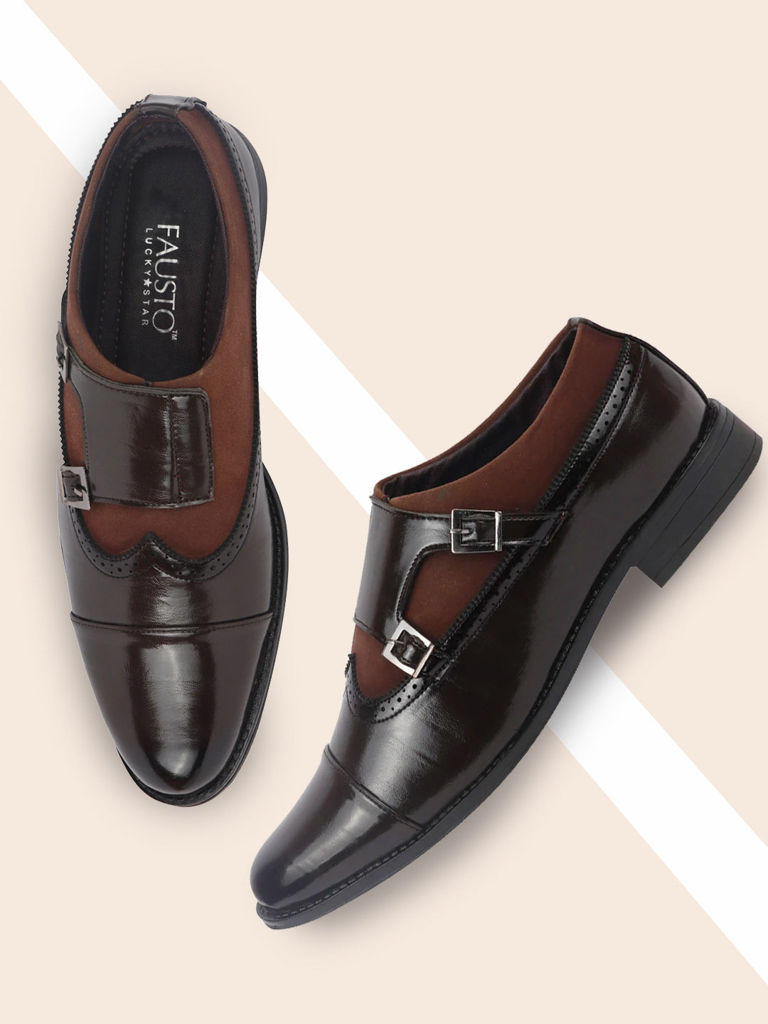FAUSTO Men Brown PU Monks