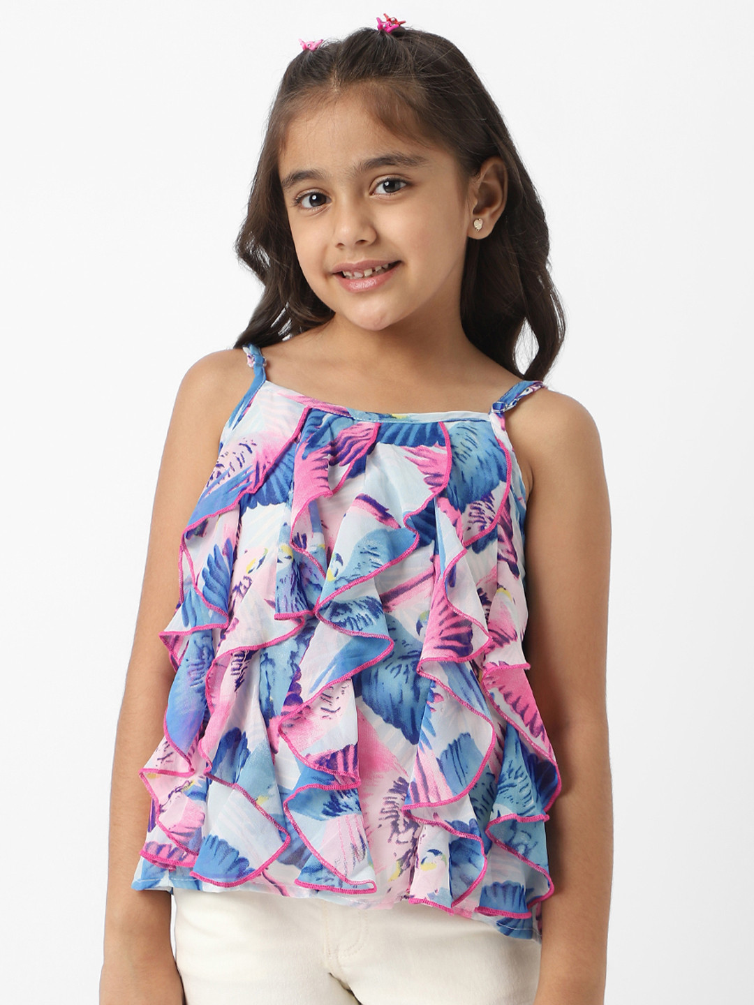 Nauti Nati Blue & Pink Blouson Top