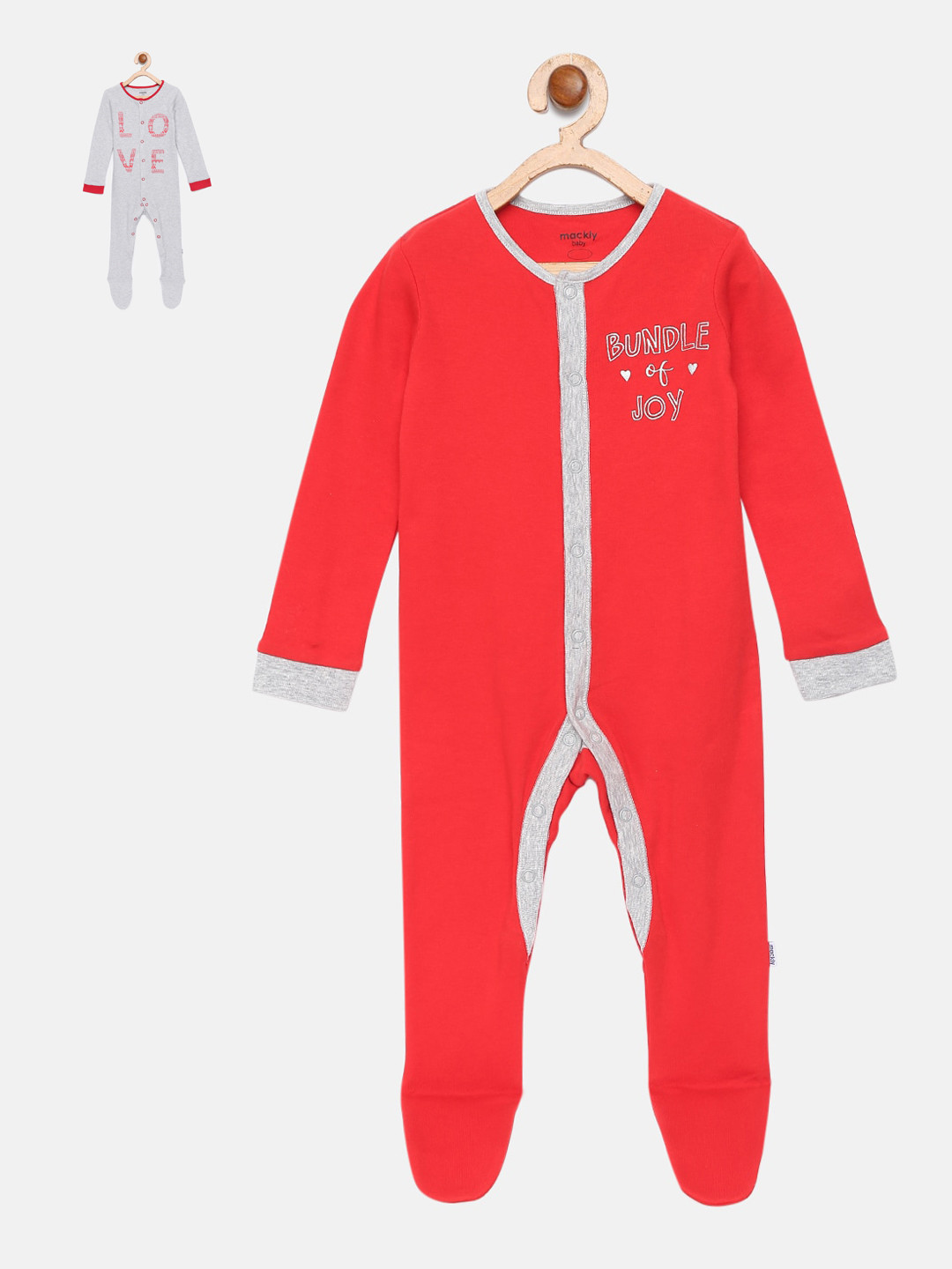 mackly Infant Girls Pack Of 2 Printed 100% Cotton Sleepsuits