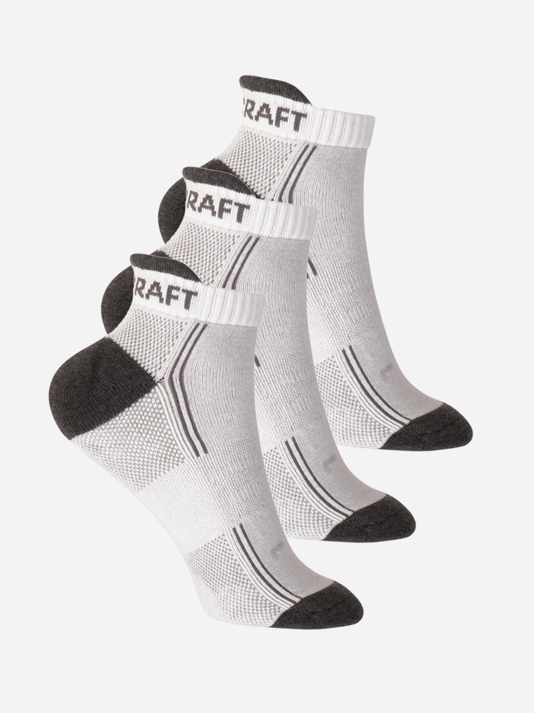 Wildcraft Adults White & Charcoal Grey Pack of 3 Colourblocked Ankle Length Socks