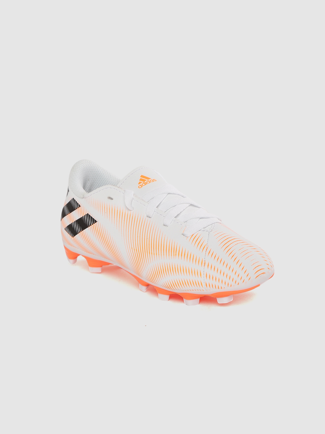 ADIDAS Boys White   Orange Printed NEMEZIZ 0.4 FG Football Shoes