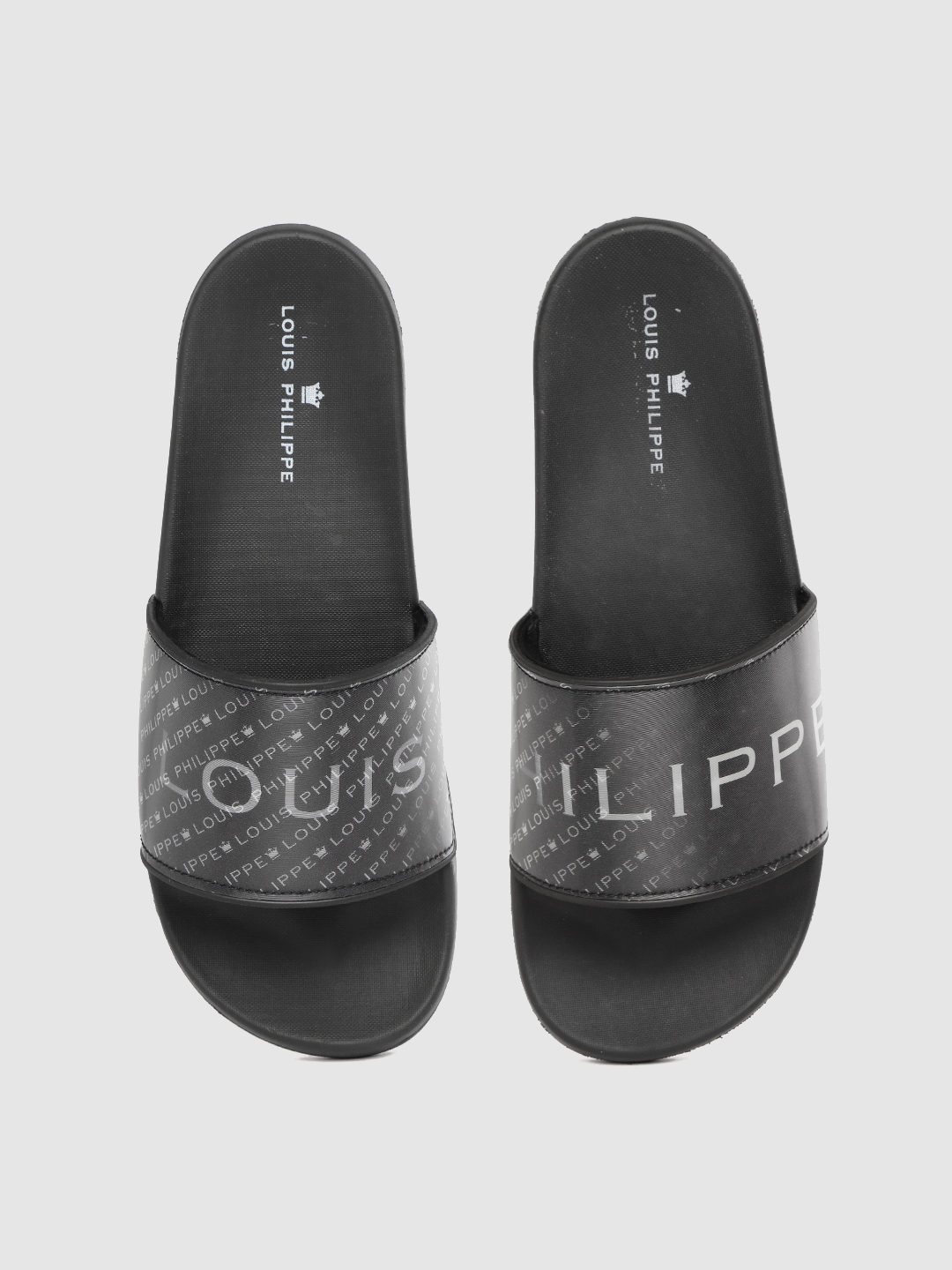 Louis Philippe Men Black Solid Flip Flops