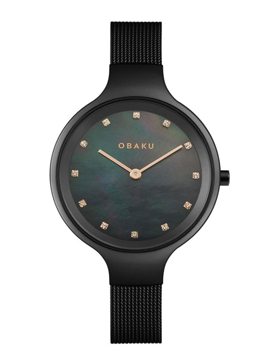 Obaku Women Black Round Dial Analogue Watch V173LXBBMB