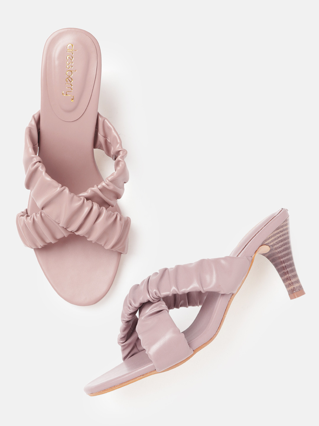 DressBerry Women Dusty Pink Ruched Heels