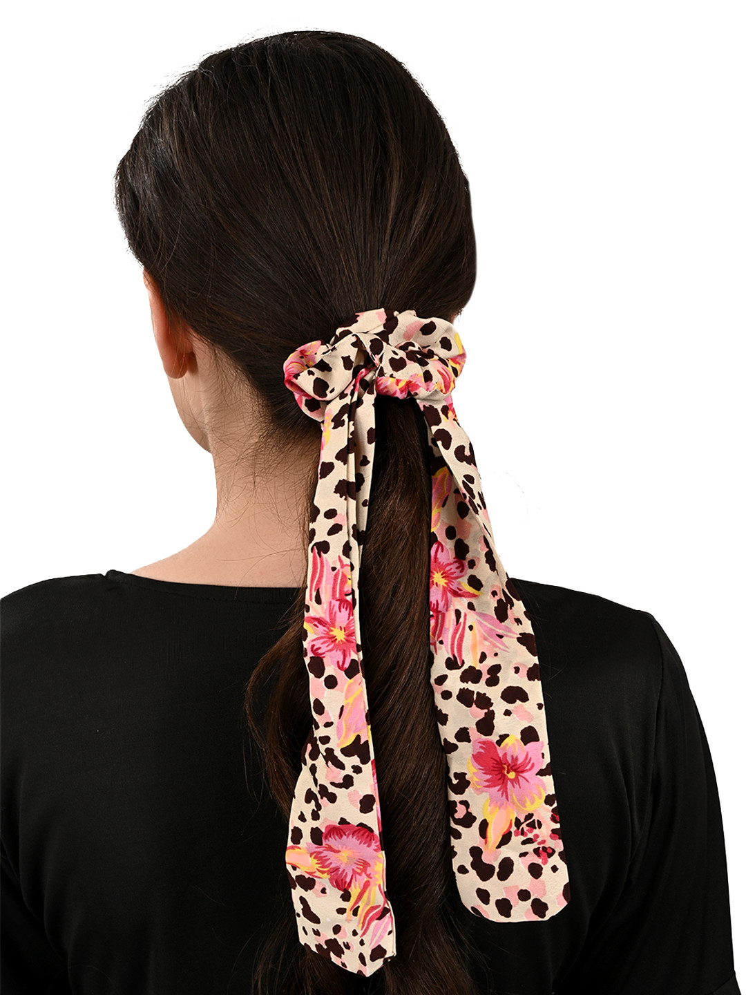 BuckleUp Multicoloured Floral Printed Ponytail Holders with Knot Detail