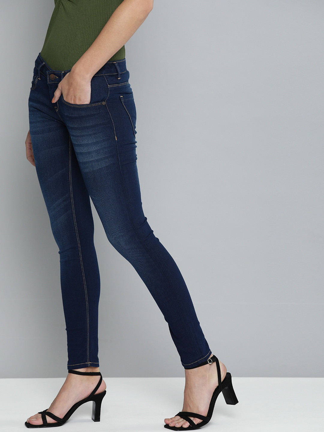 HERE&NOW Women Blue Super Skinny Fit Light Fade Stretchable Jeans