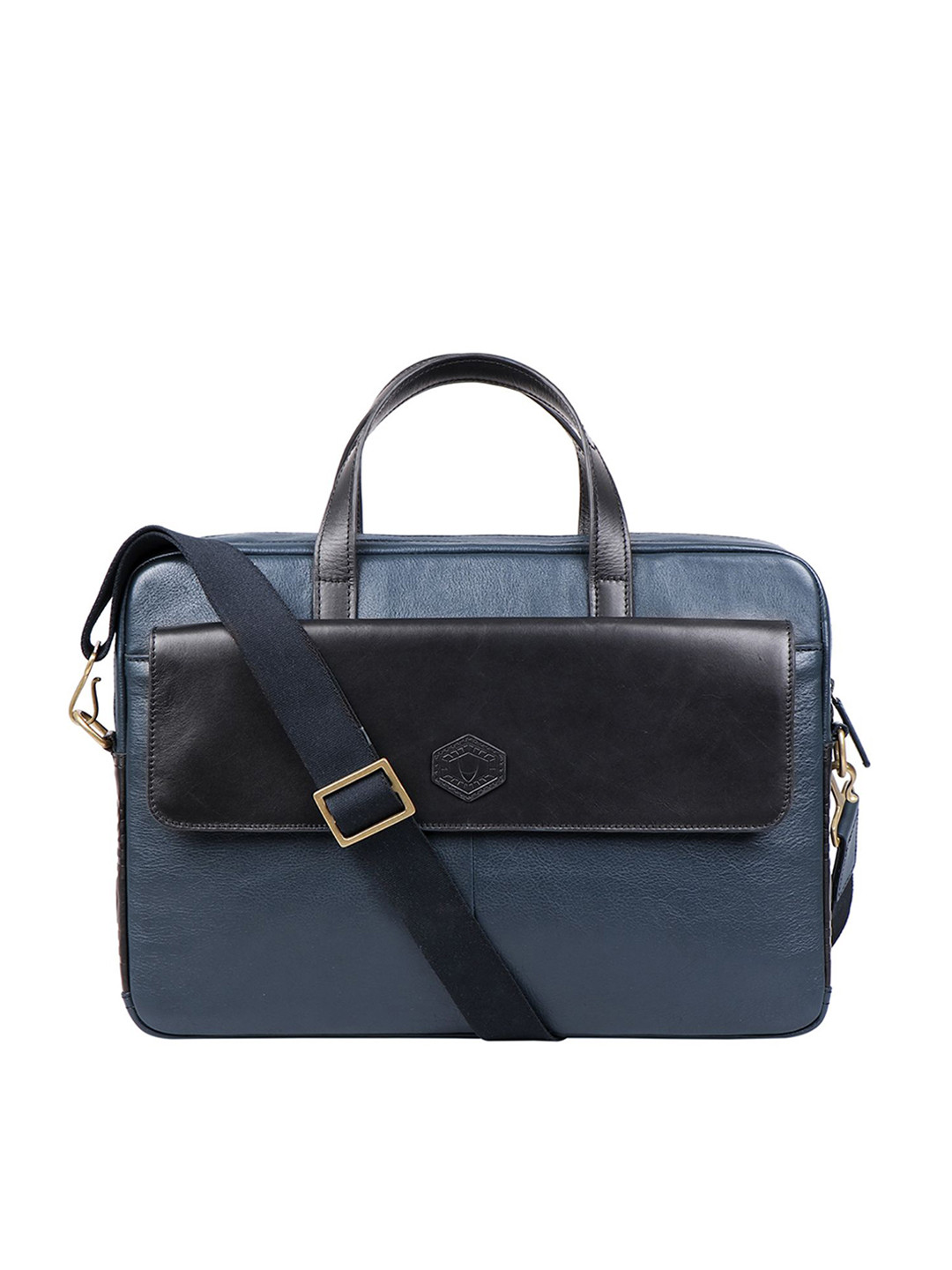 Hidesign Men Blue & Black Colourblocked Handheld Bag