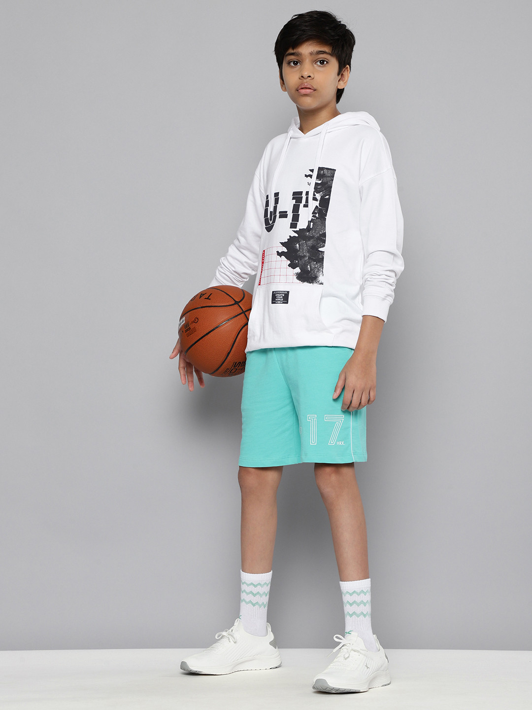 HRX By Hrithik Roshan U-17 Lifestyle Boys Bright White Rapid-Dry Solid Sweatshirts