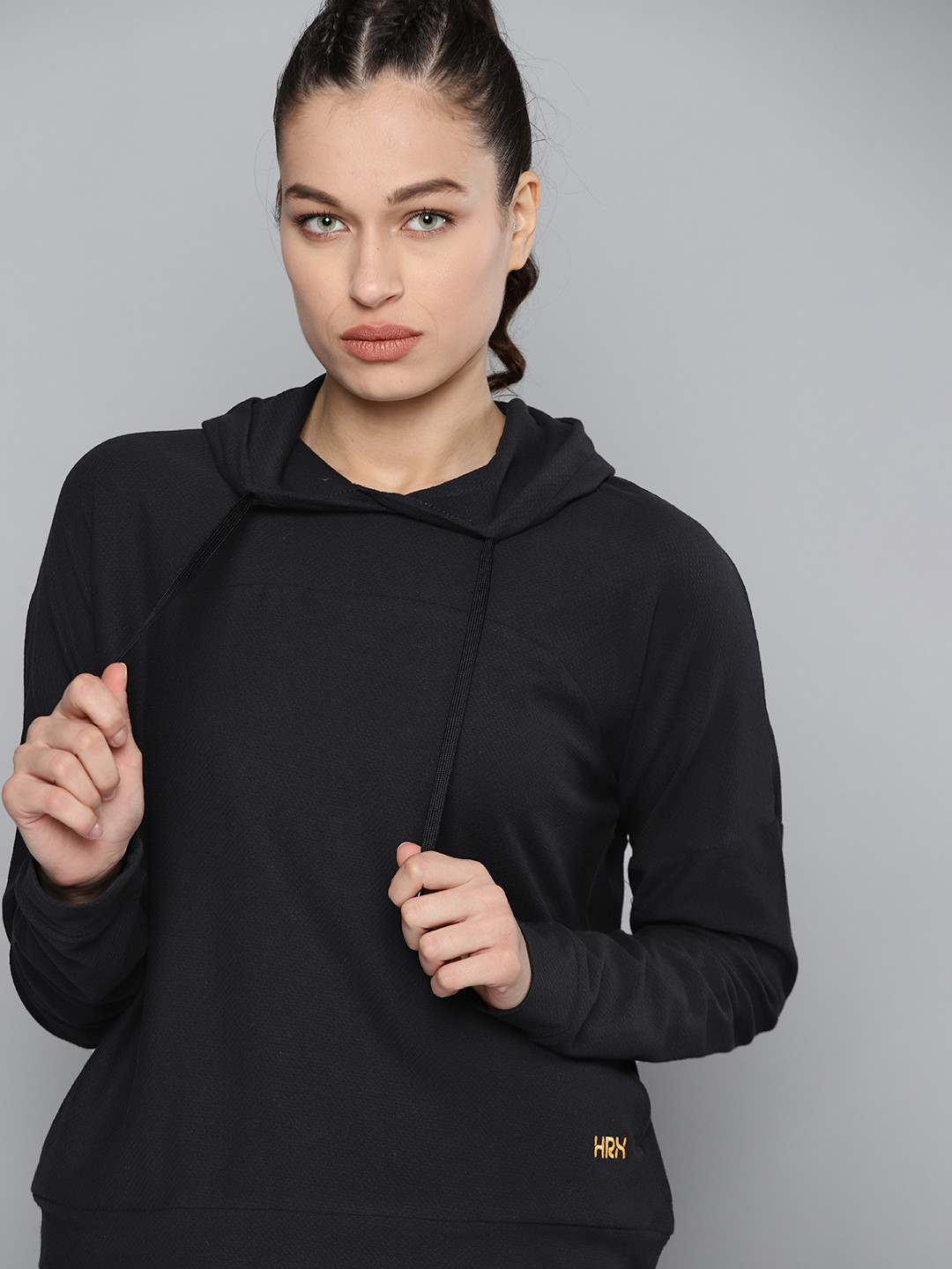HRX By Hrithik Roshan Lifestyle Women Jet Black Rapid-Dry Solid Sweatshirt