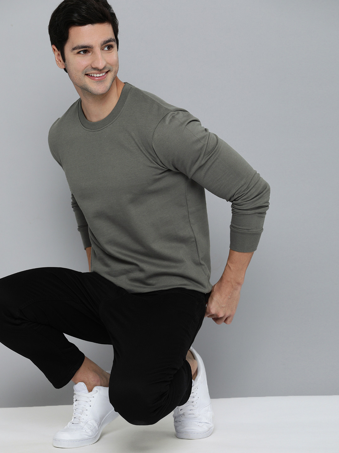 HERE&NOW Men Grey Sweatshirt