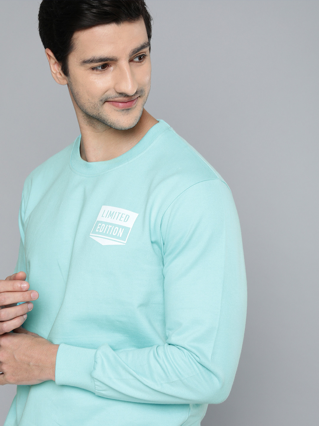 HERE&NOW Men Angel Blue Graphic Printed Pure Cotton Sweatshirt