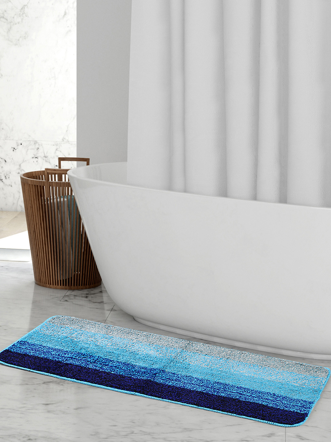 Saral Home Blue Gradient Striped Floor Runner