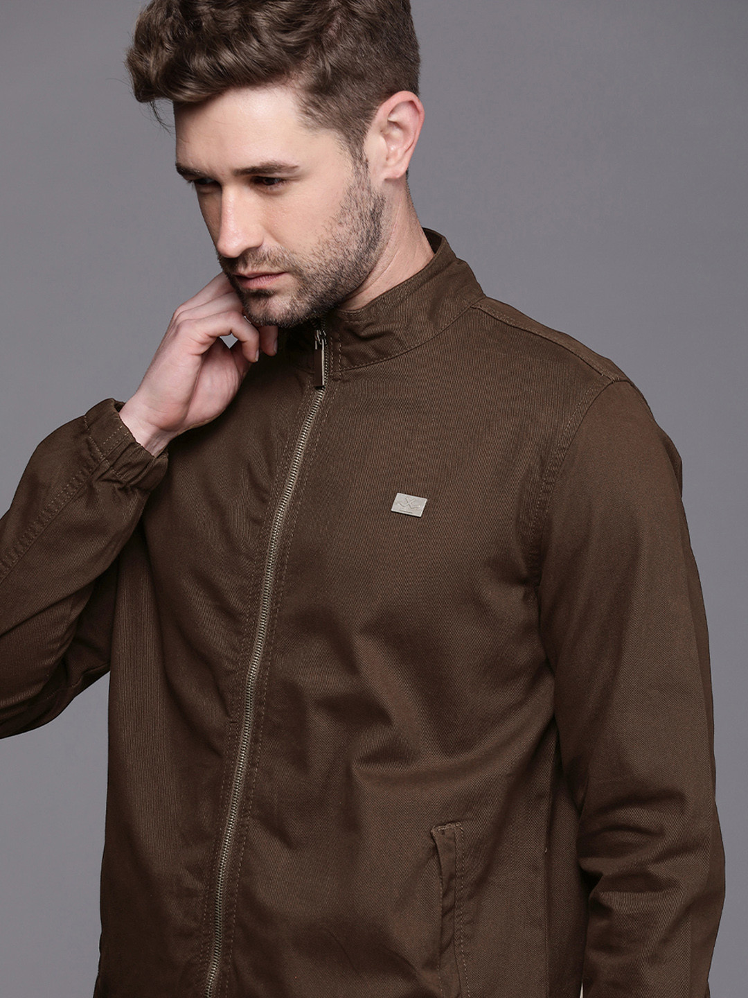 WROGN Men Brown  Cotton Tailored Jacket