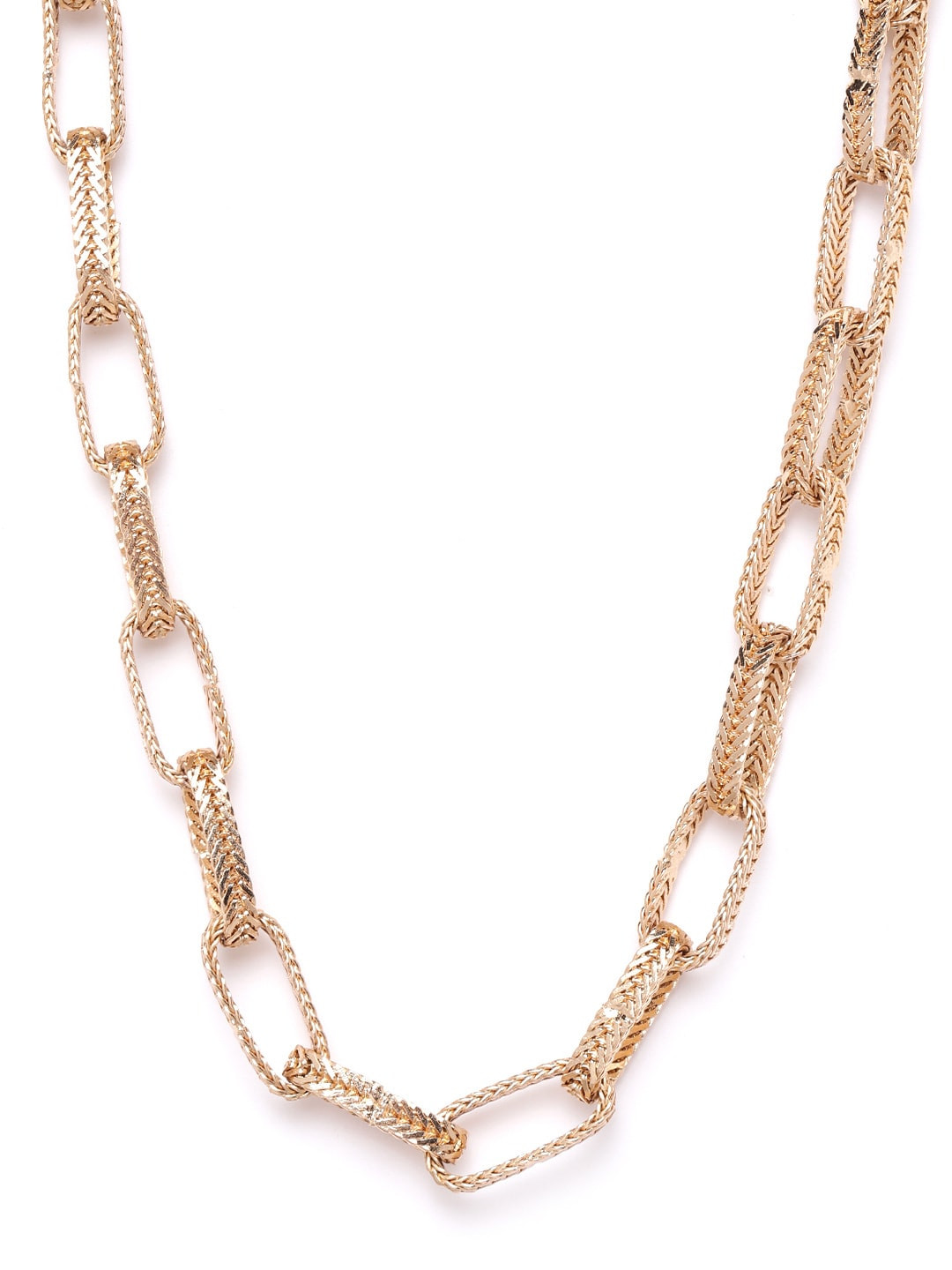 DressBerry Gold-Toned Textured Link Handcrafted Necklace