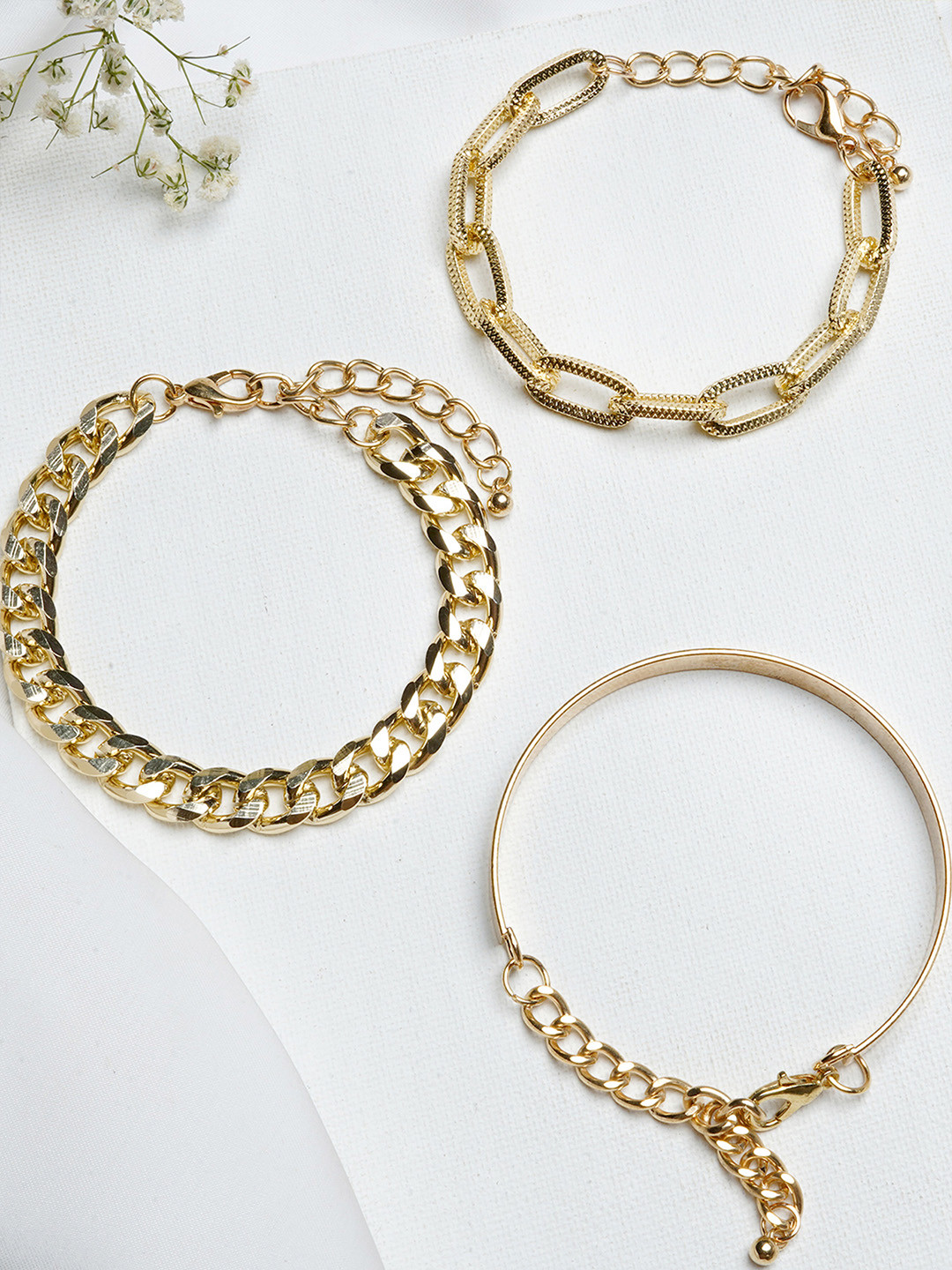 JOKER & WITCH Set of 3 Gold-Toned Chunky Chain Link Bracelet