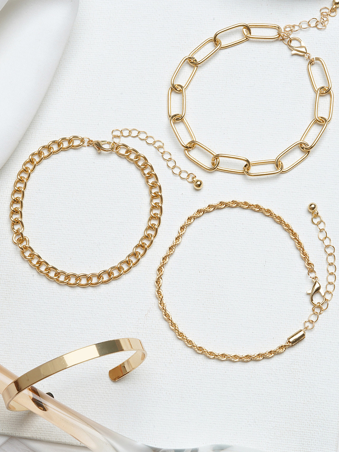 JOKER & WITCH Women Gold Twist Gold Set of 4 Bracelets