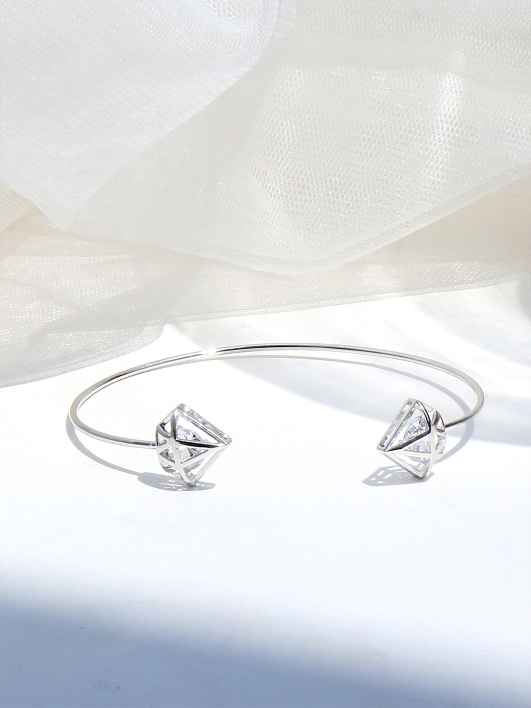 JOKER & WITCH Silver-Toned Gem Shaped Cuff Bracelet