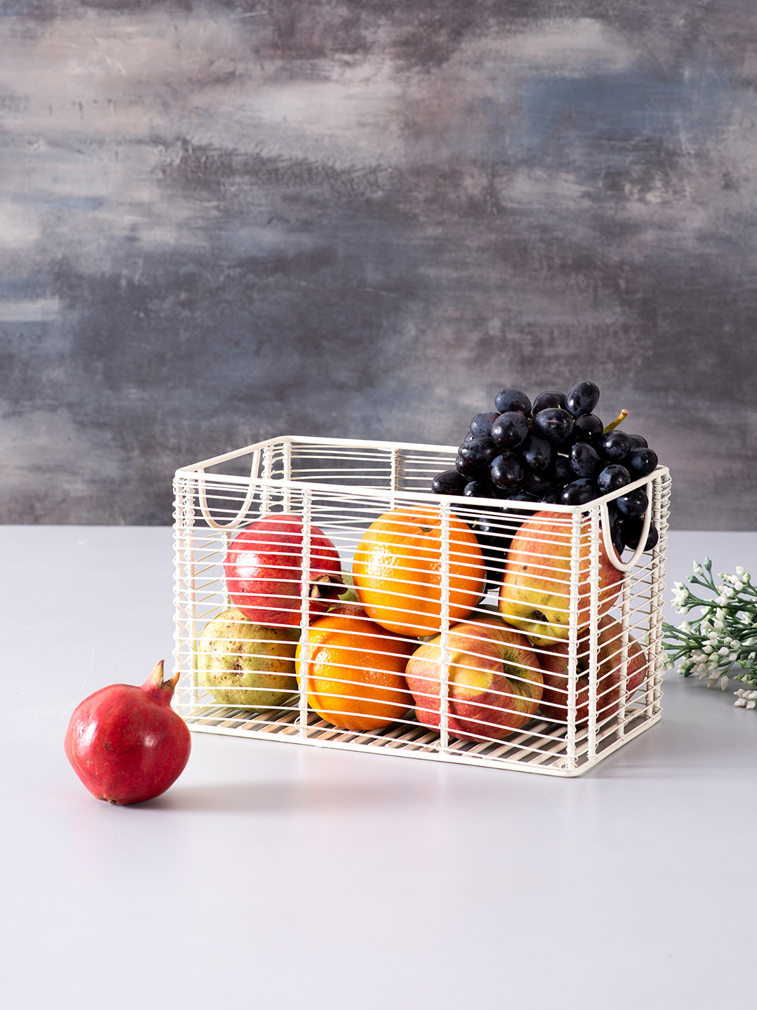 nestroots White Solid Fruit Basket
