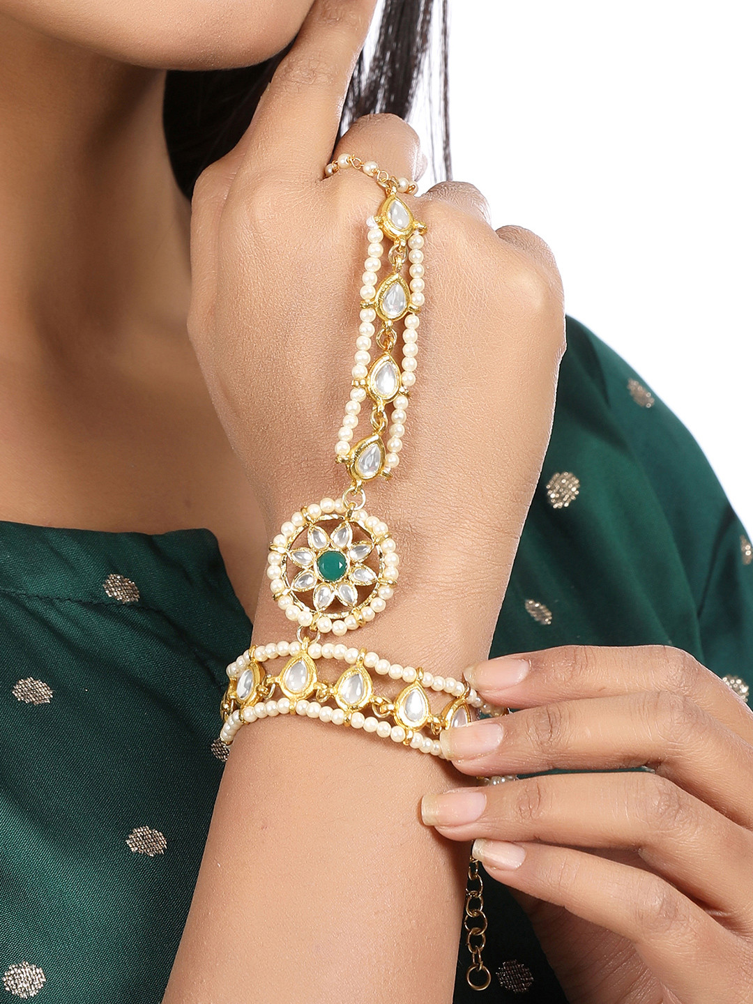 KARATCART Gold-Plated Handcrafted Ring Bracelet