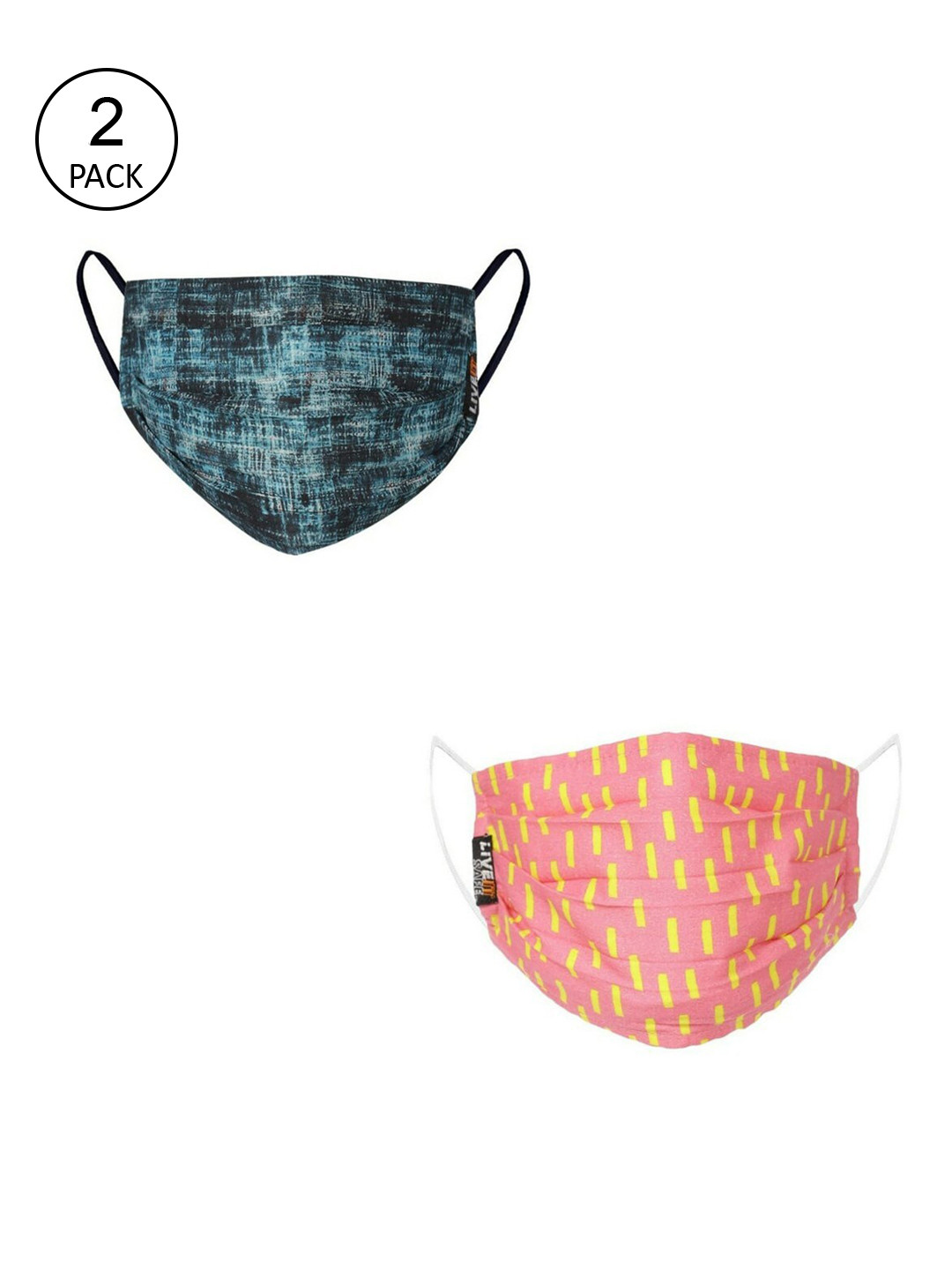 LIVE IT SAFE Unisex Pack Of 2 Printed 4-Ply Reusable Cloth Face Mask