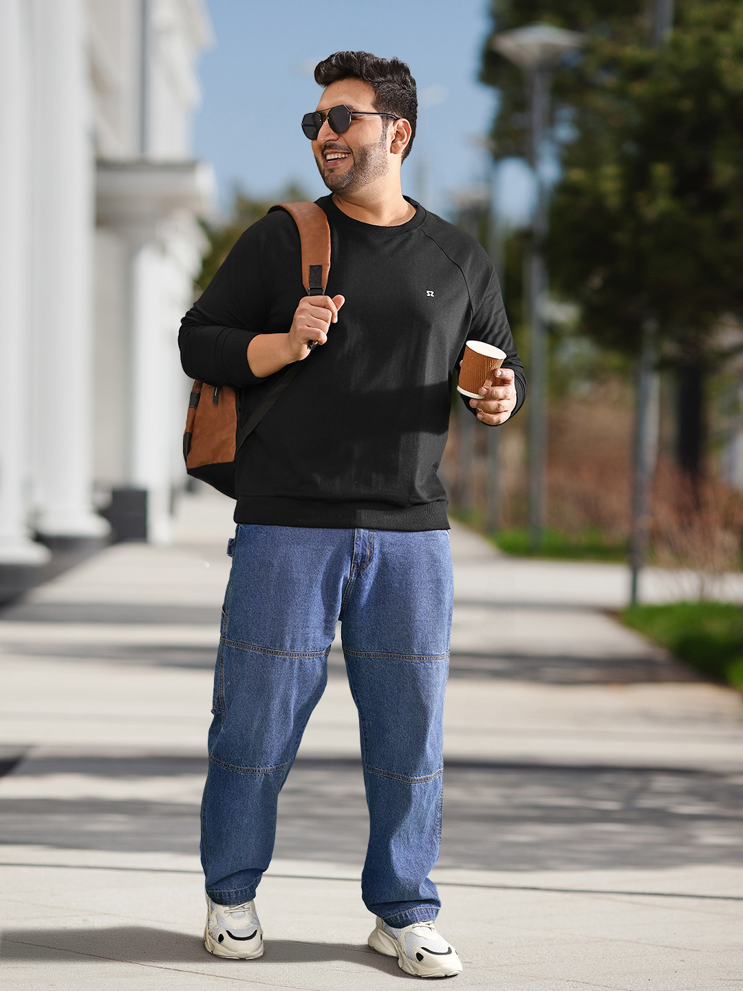 Sztori Men Plus Size  Black Sweatshirt