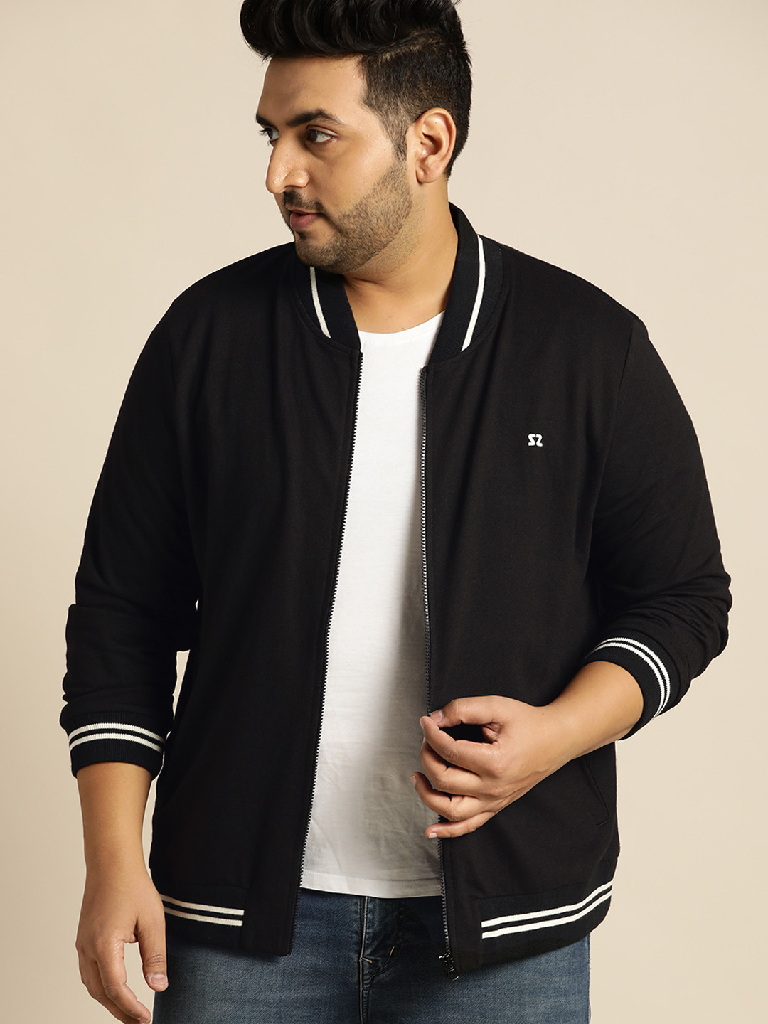 Sztori Men Plus Size  Black Sweatshirt