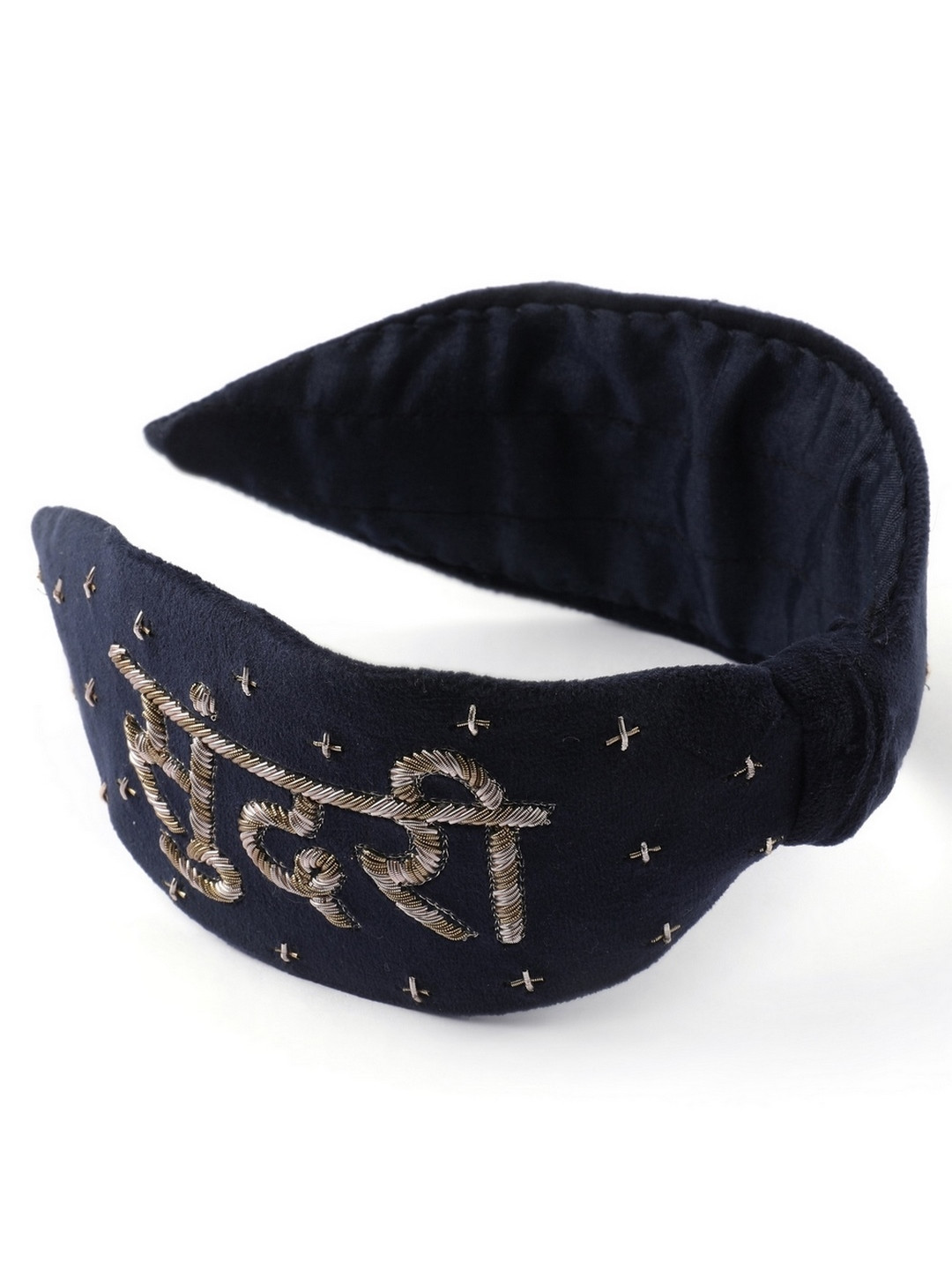 Knotty Tail Women Black Embroidered Hairband