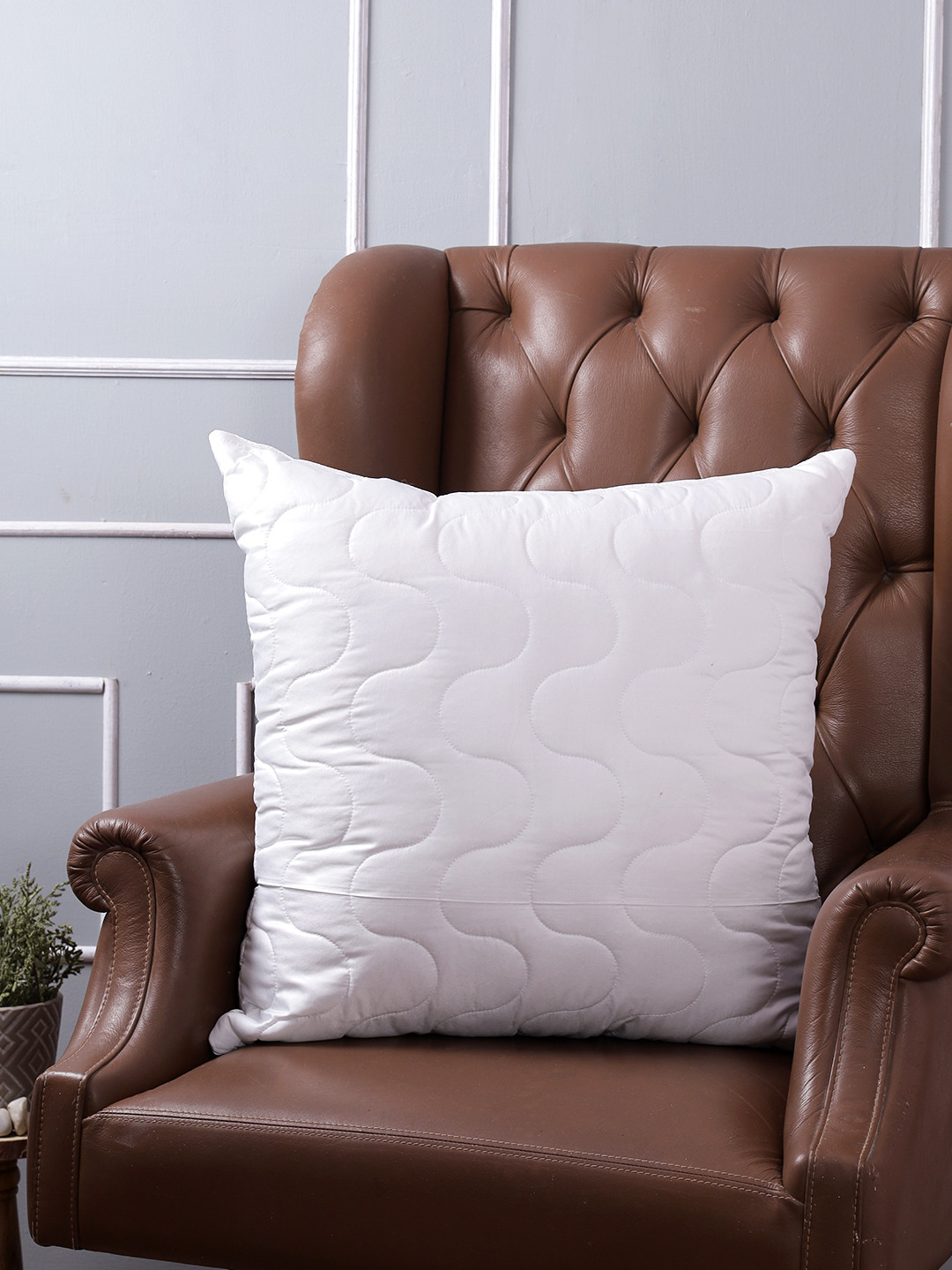 Emerald White Quilted Cushion