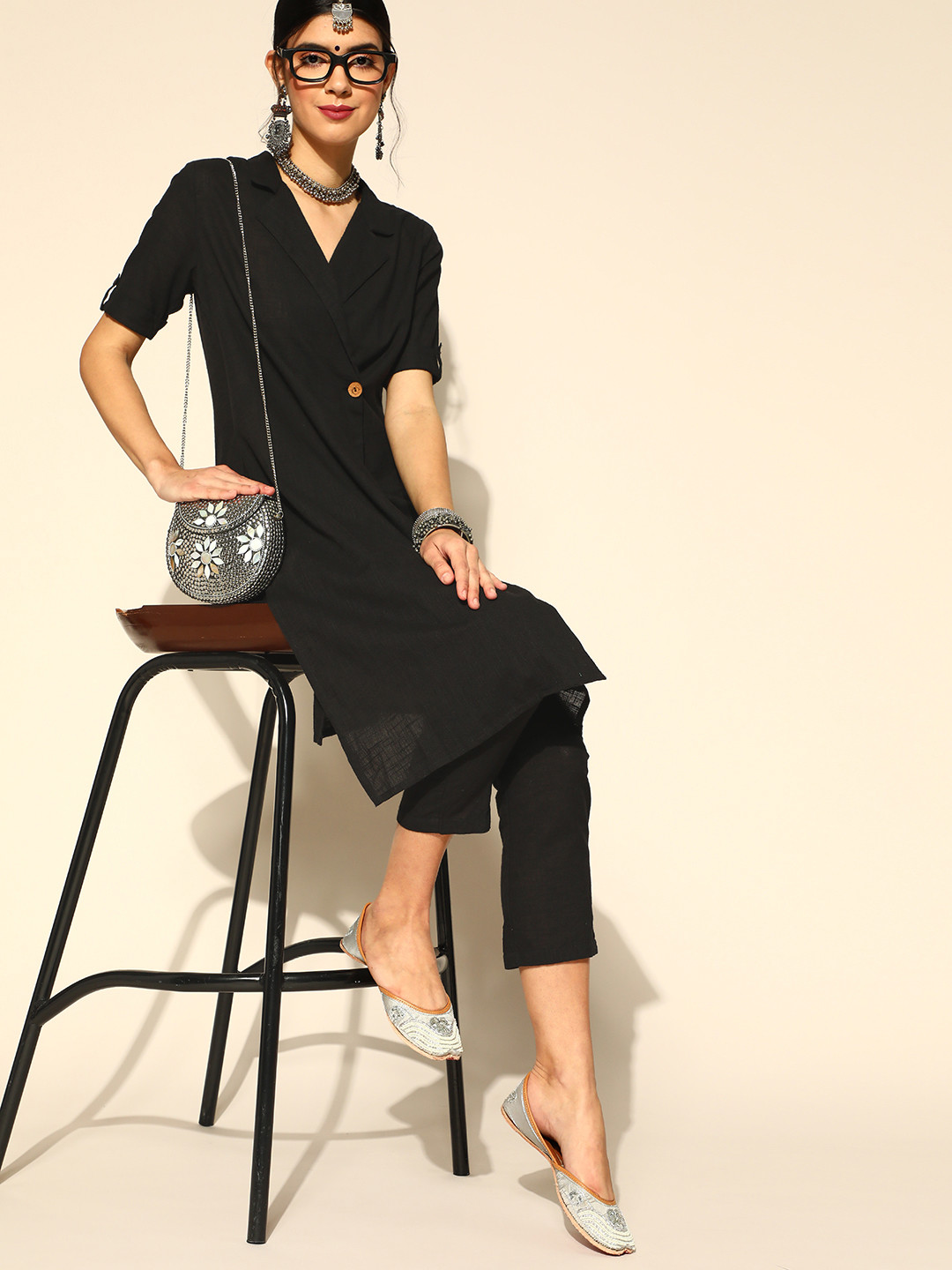 Anouk Solid Pure Cotton Kurta Set