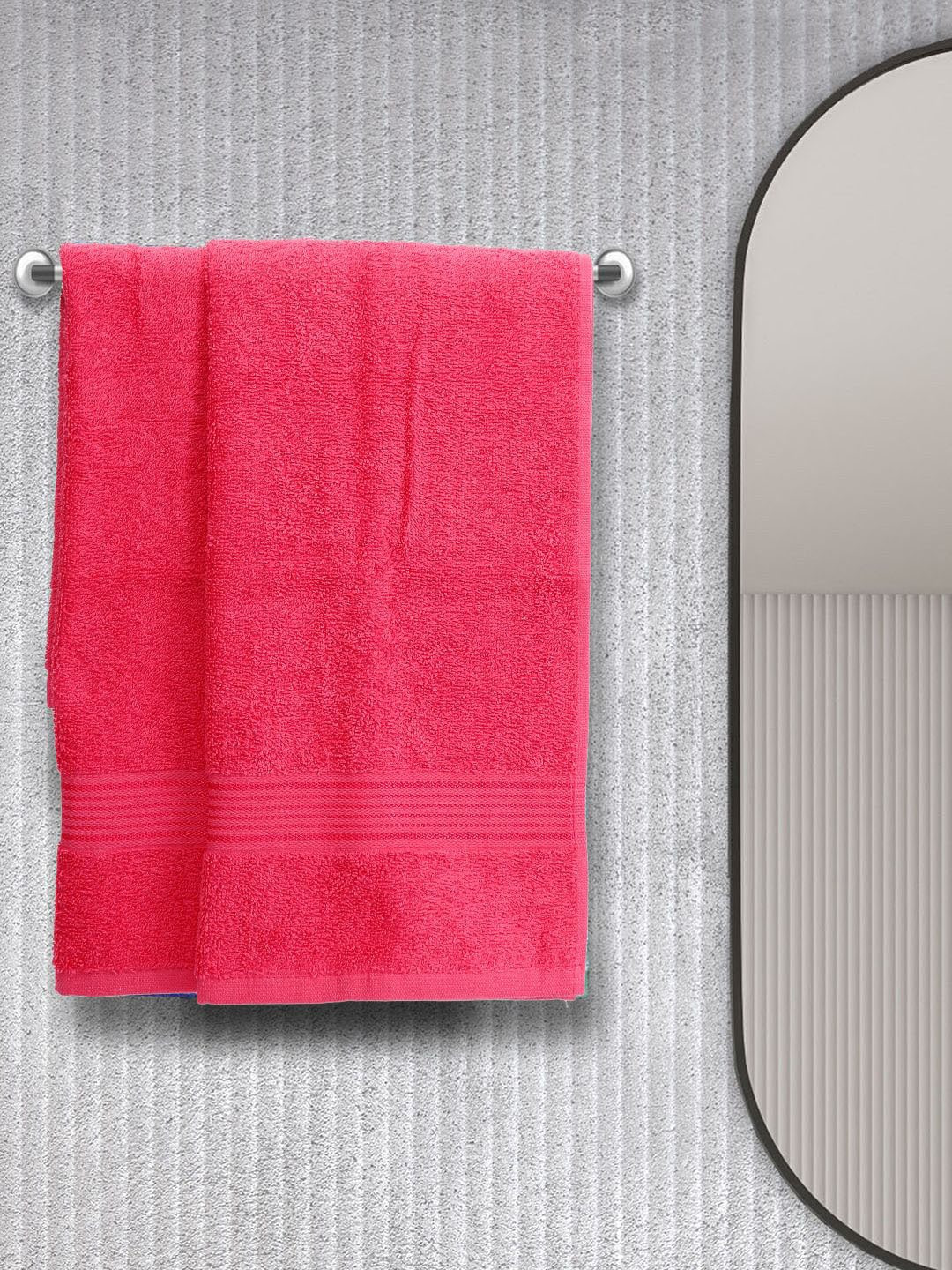 KOPA Unisex Pack Of 2 Pink Solid 100% Combed Cotton Super-Soft Hand Towels