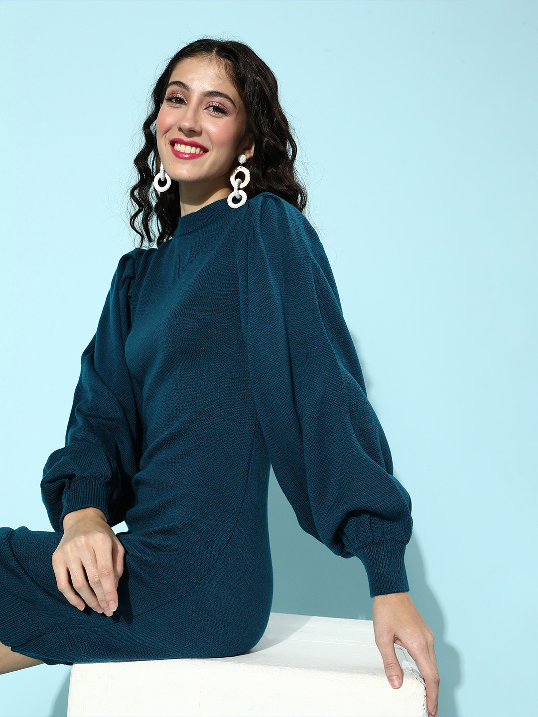 Roadster Women Tranquil Teal Sleek Jumper Dress